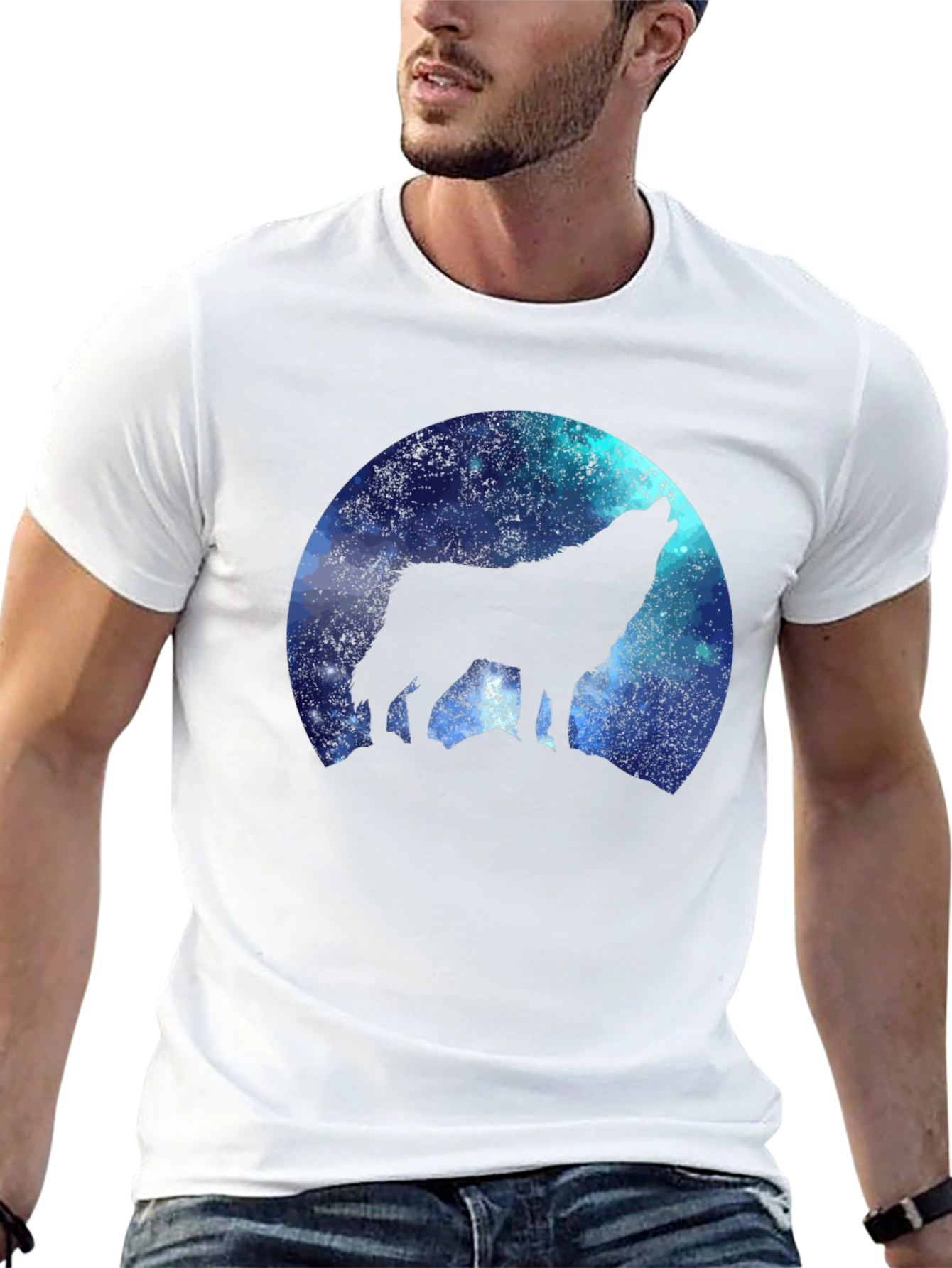 Black Wolf Howling at the Moon Graphic T-Shirt view 13
