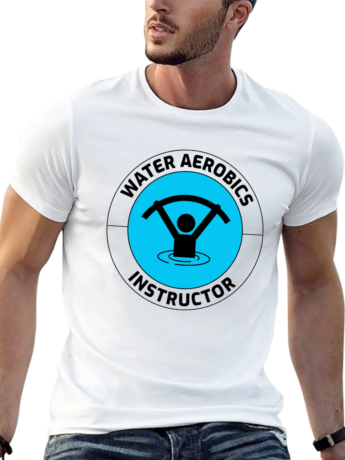 Black Water Aerobics Instructor T-Shirt, Unisex Black Tee view 13