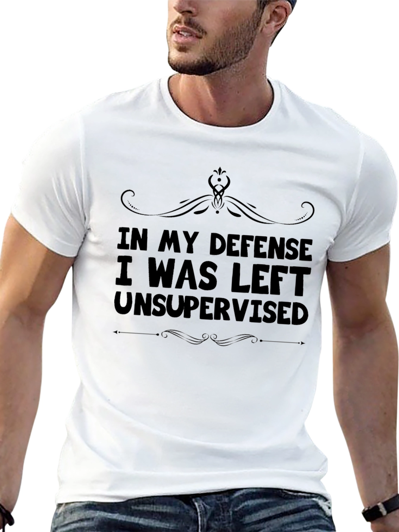 Black Funny "Unsupervised" Graphic T-Shirt view 13