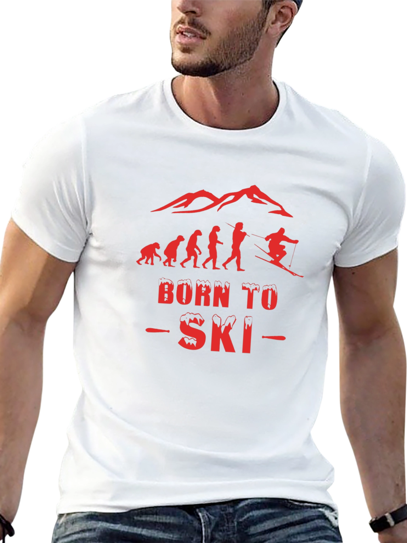 Black Born to Ski T-Shirt - Evolution Design view 13