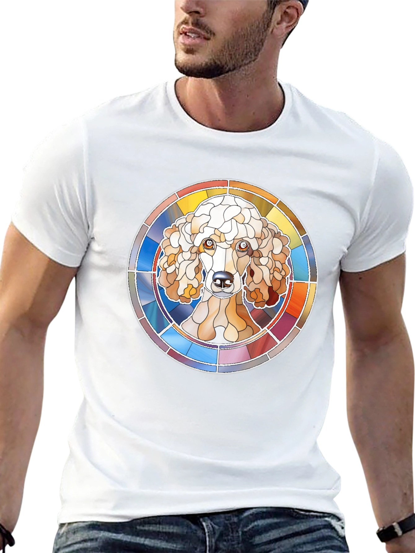 Black Stained Glass Poodle Graphic Tee - Stylish Dog Lover Shirt view 13