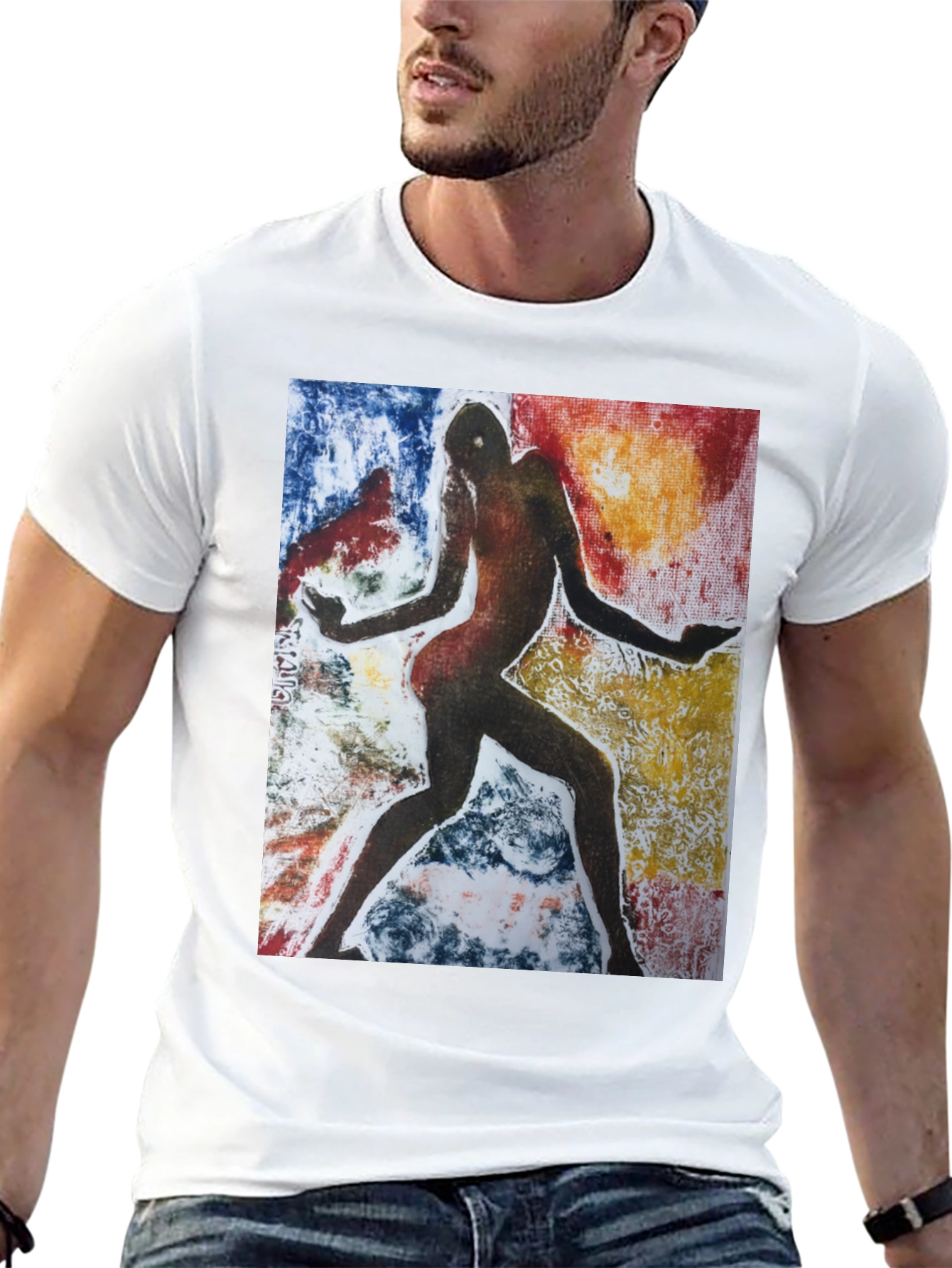 Black Abstract Figure Graphic Black Tee view 13