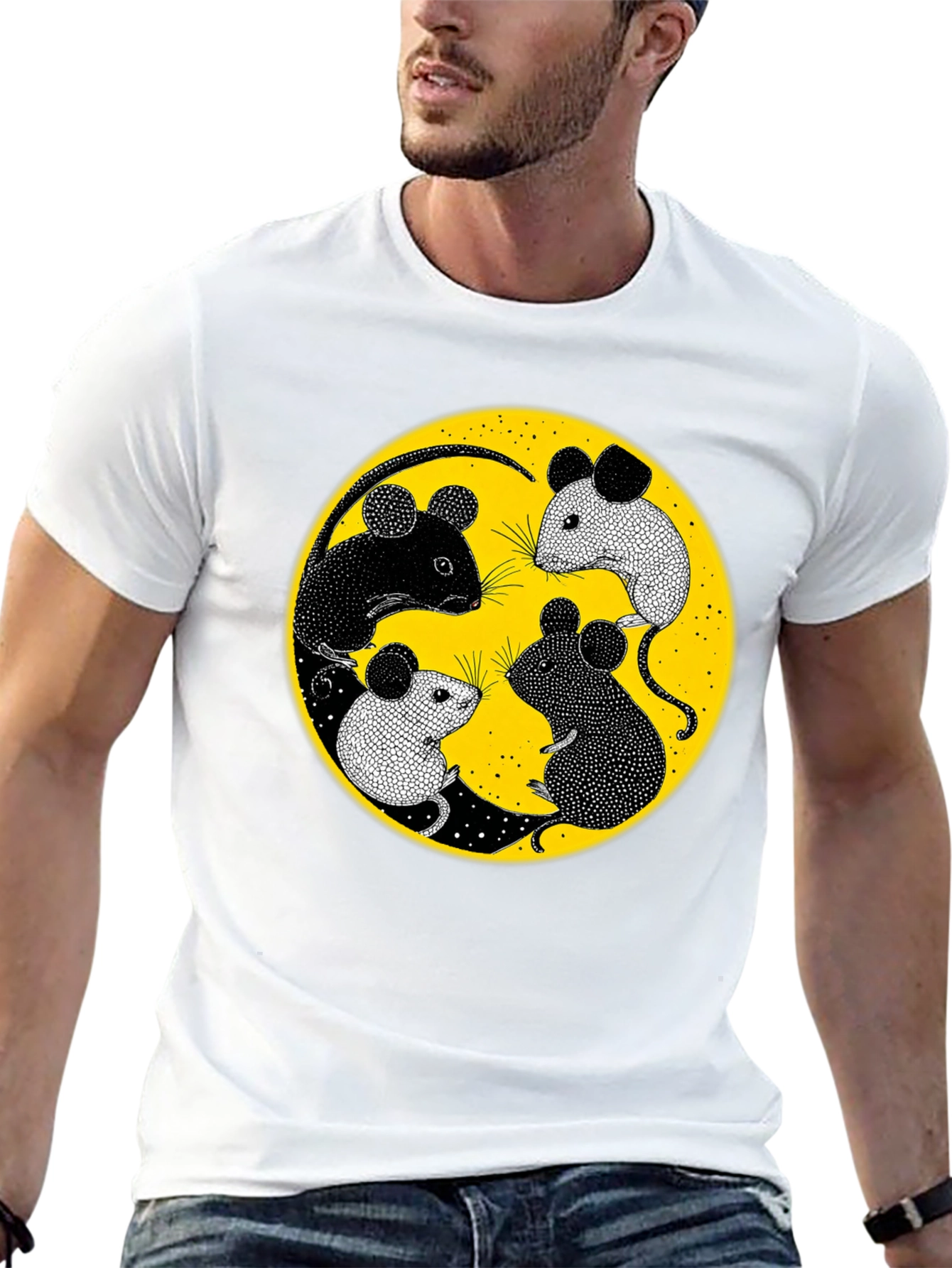 Black Yin Yang Mice Graphic Tee - Black view 13