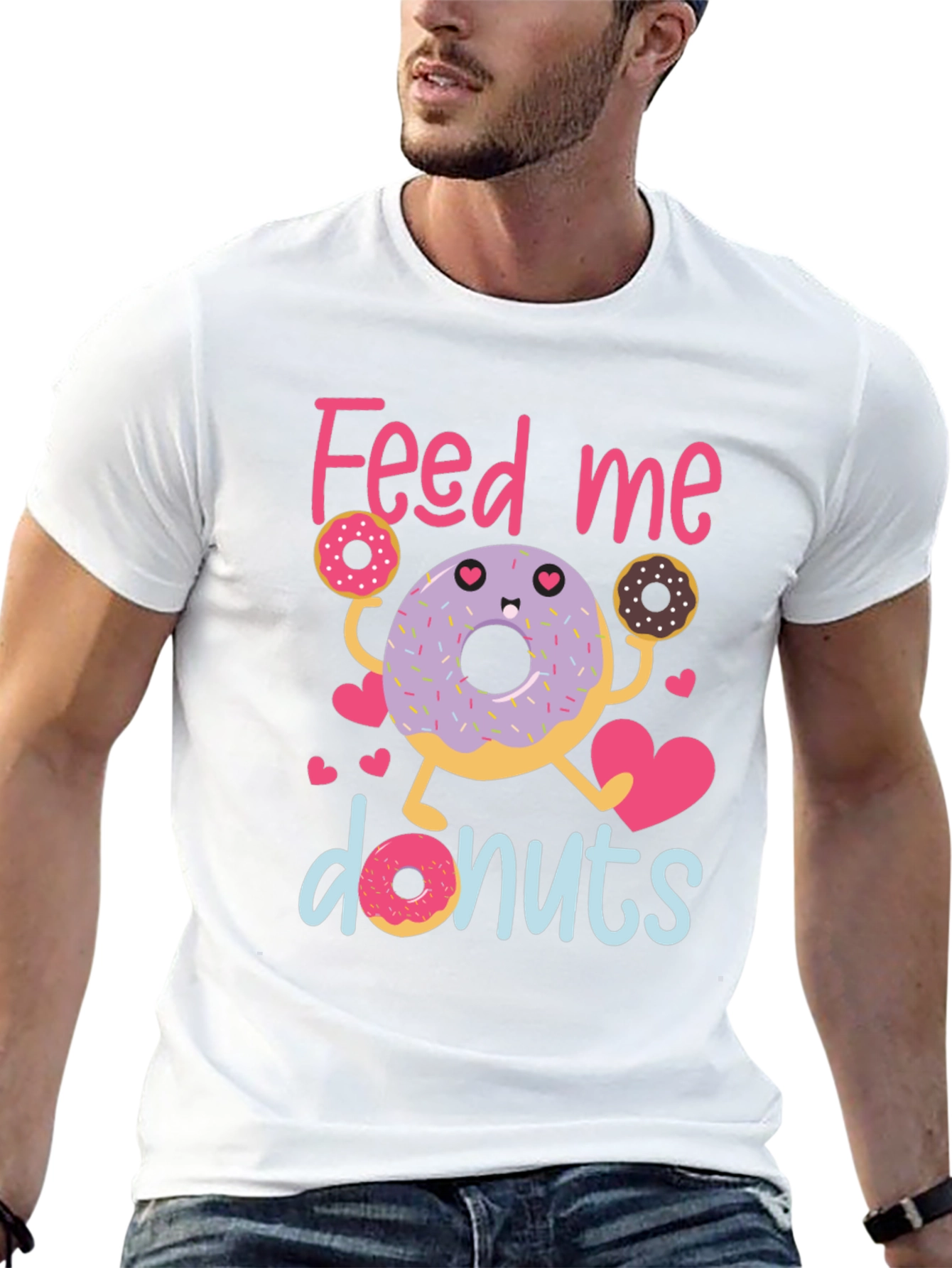 Black Feed Me Donuts T-Shirt - Cute Donut Lover Tee view 13