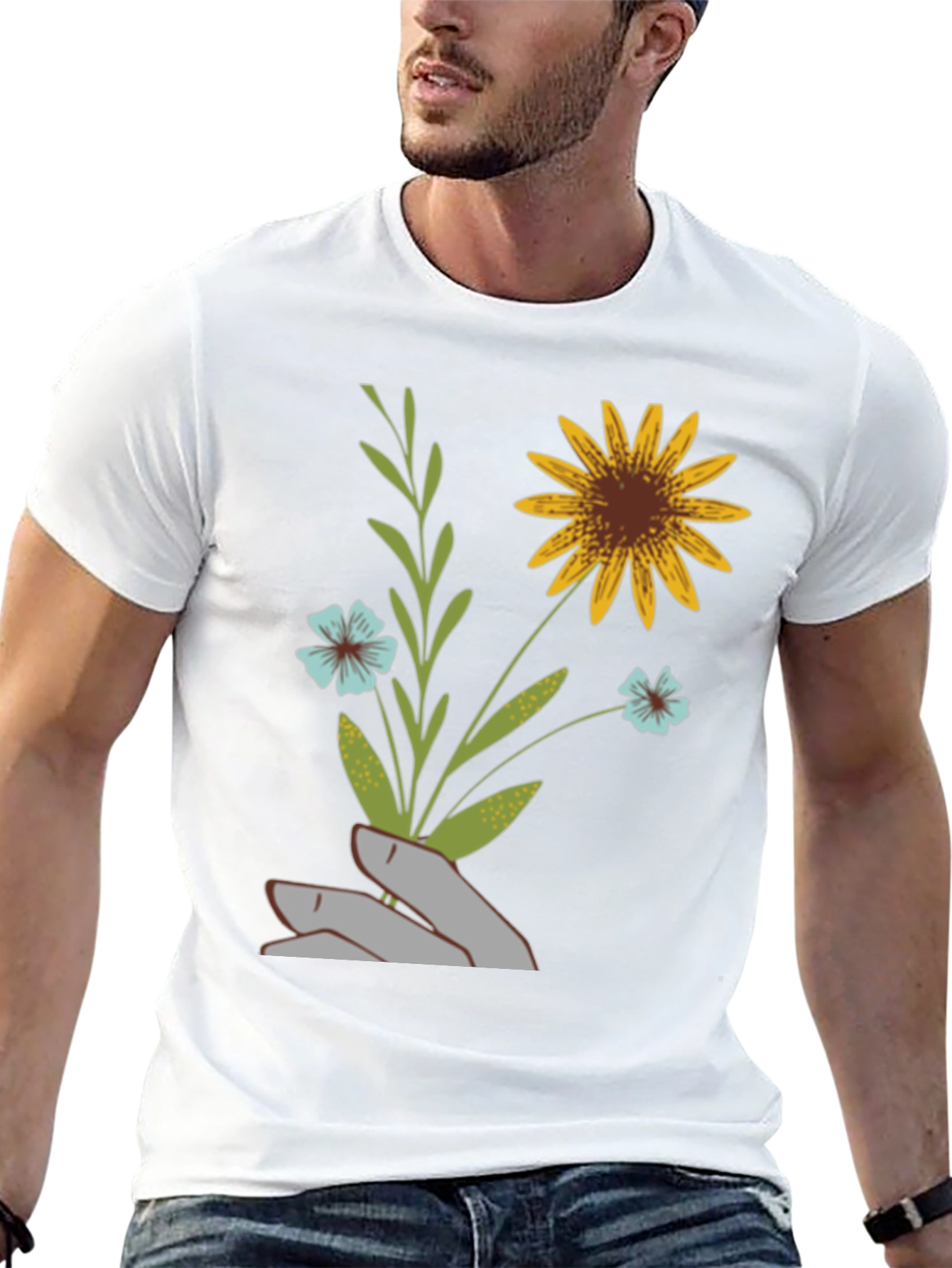 Black Floral Hand Graphic Tee - Black view 13