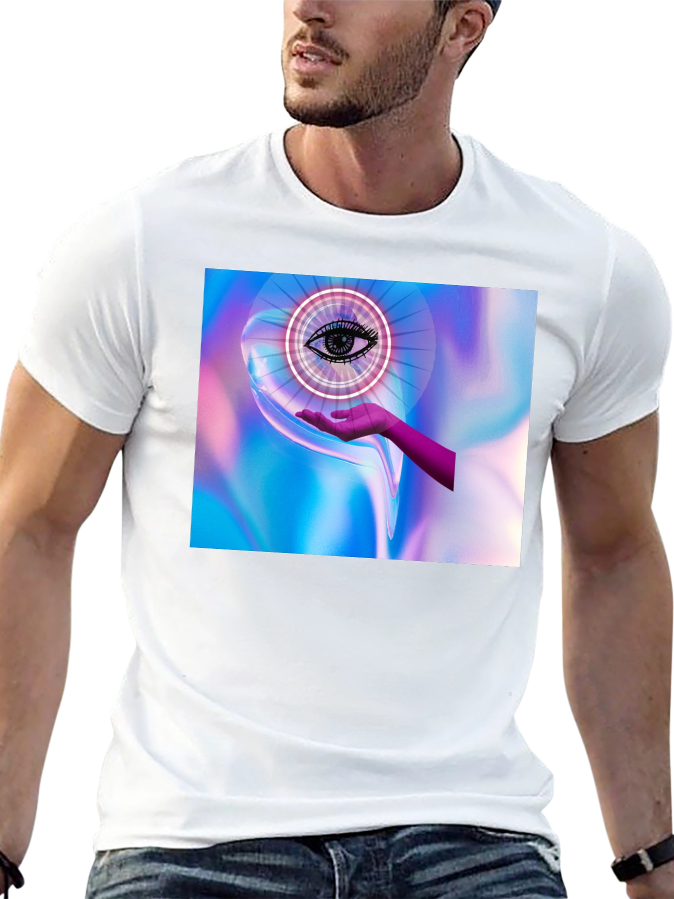 Black Eye in Hand Graphic Tee - Mystical Design view 13