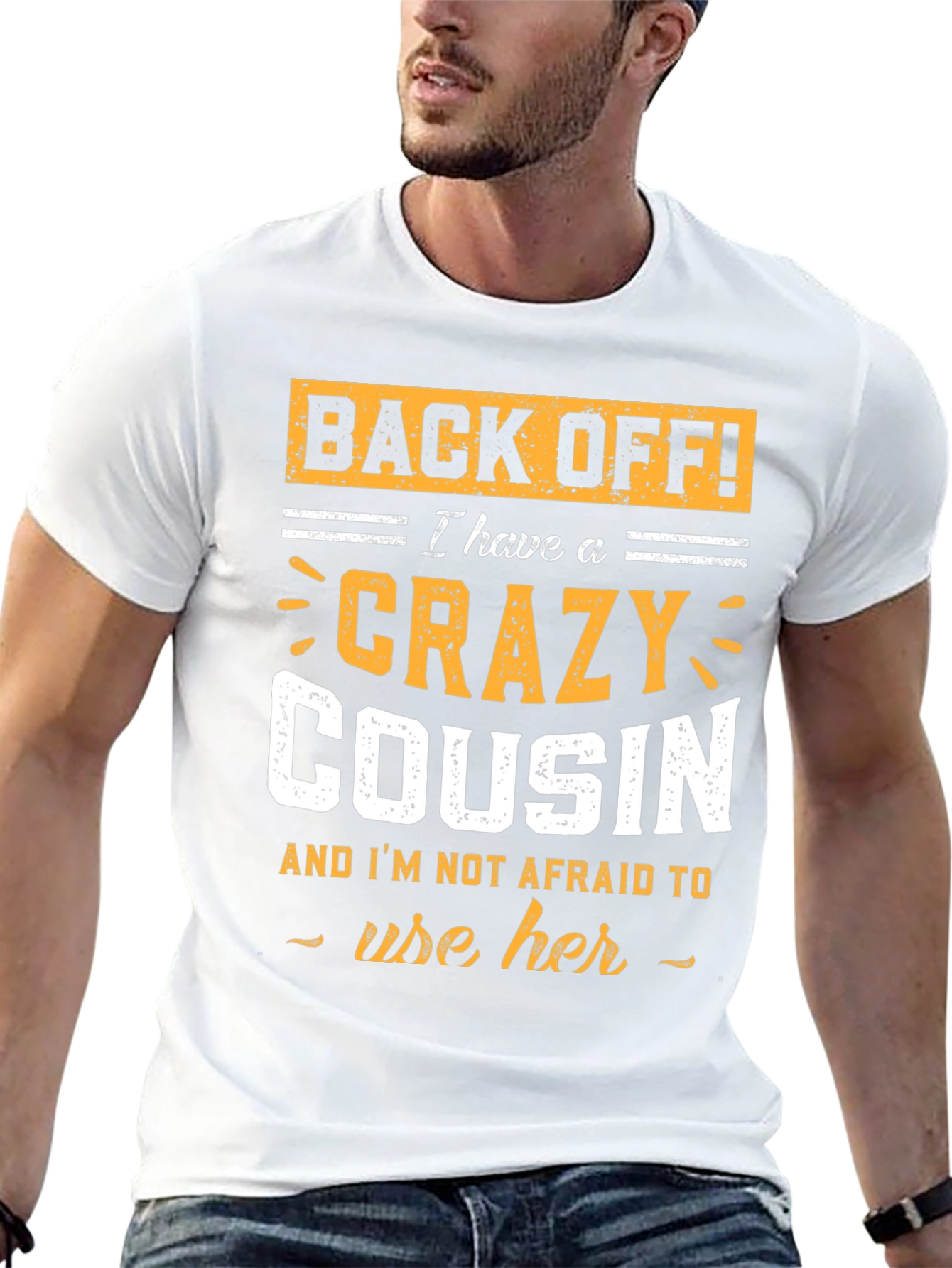 Black Crazy Cousin T-Shirt - Funny Graphic Tee view 13