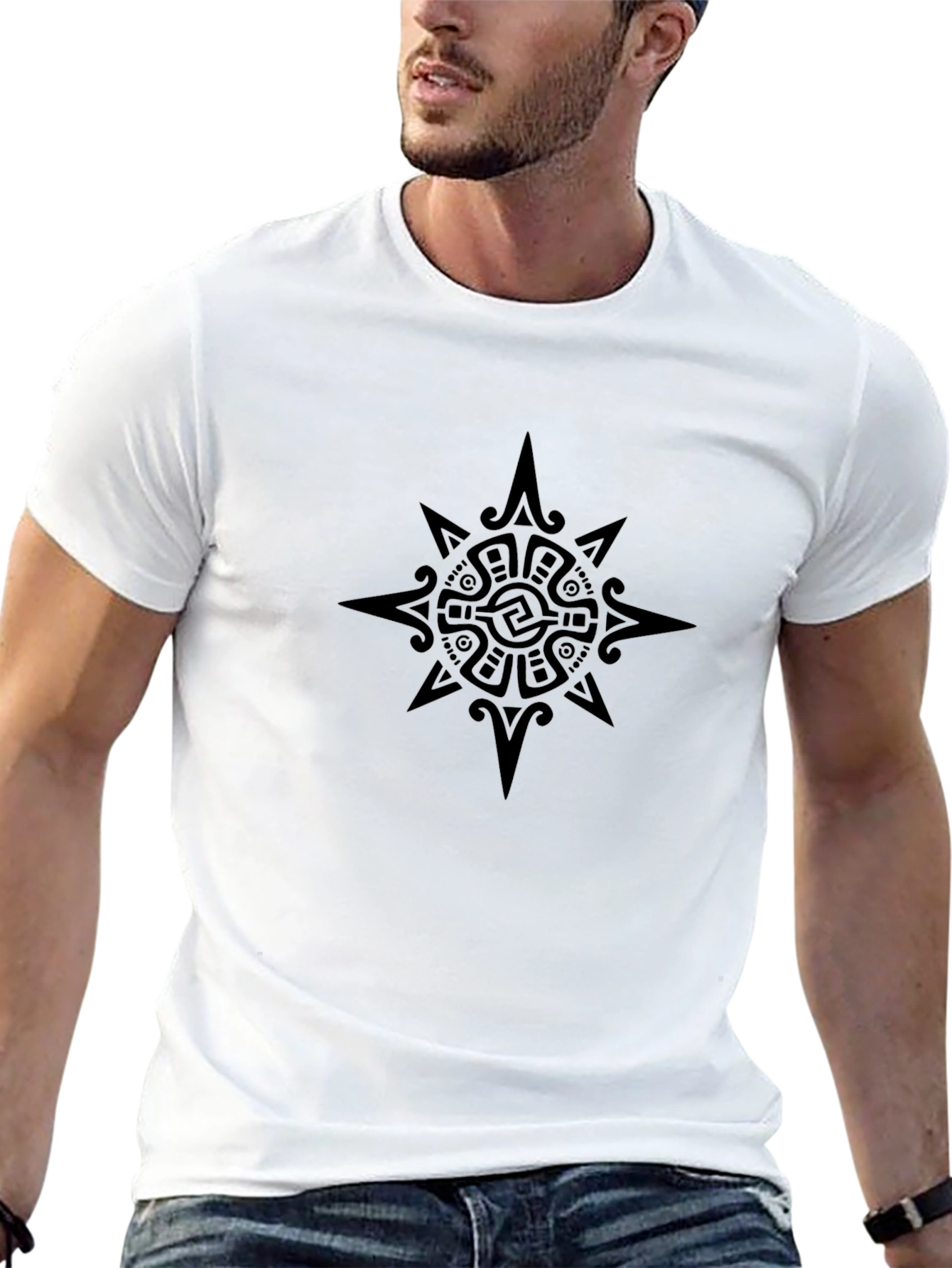 Black Aztec Sun Black Graphic Tee - Modern Fit view 13