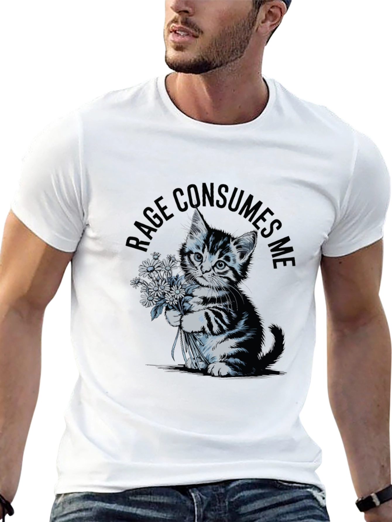 Black Rage Consumes Me Kitten T-Shirt - Black view 13