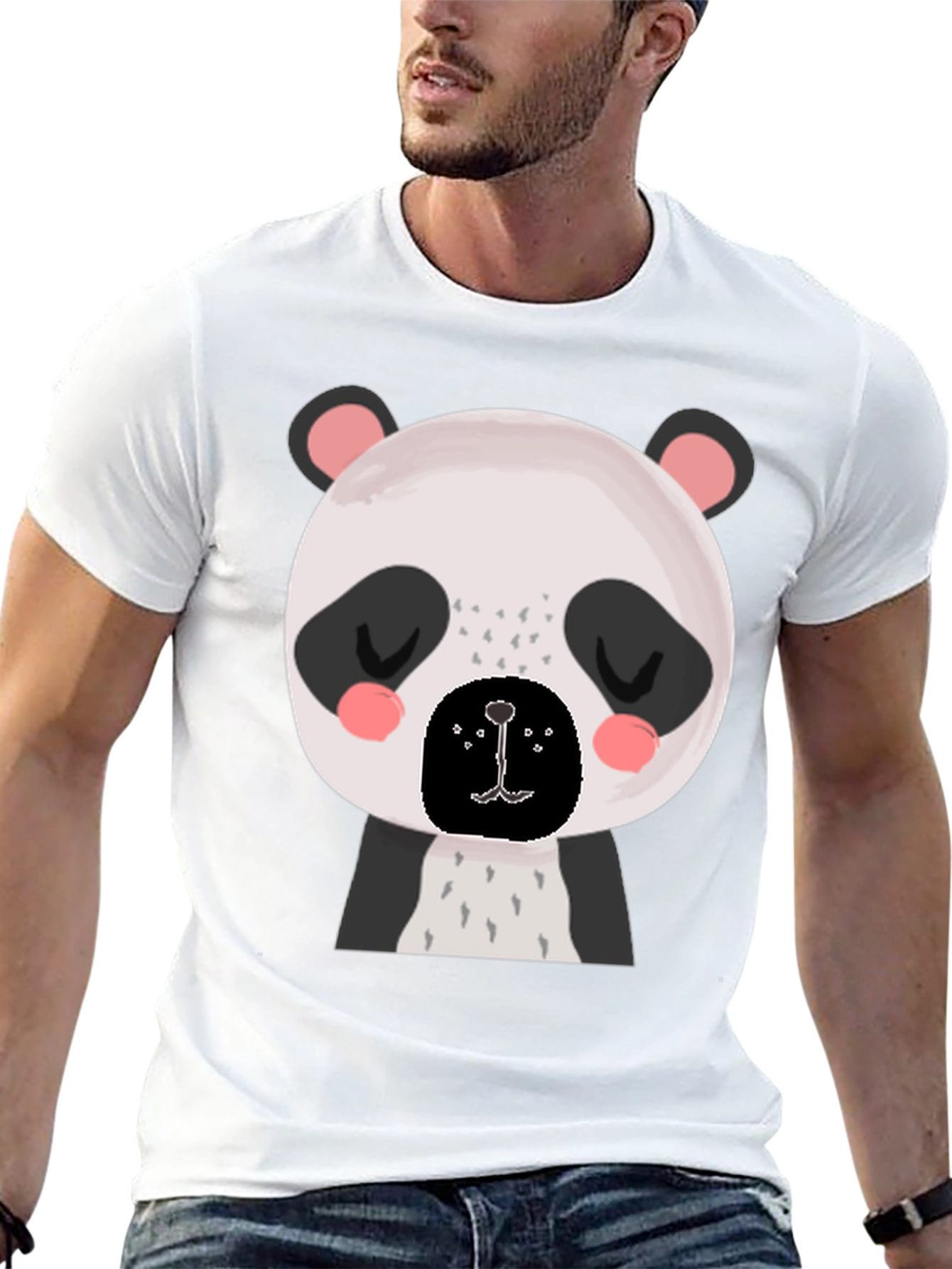 Black Cute Panda Bear Graphic Black T-Shirt view 13