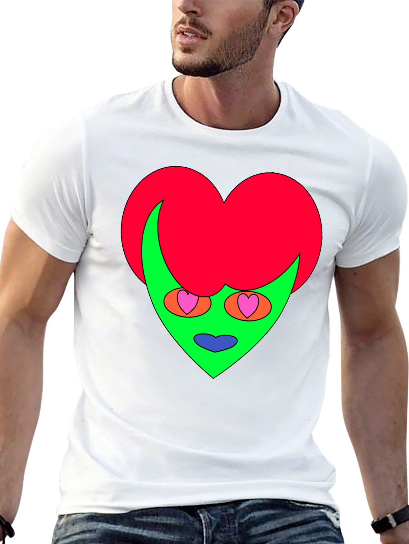 Black Funky Heart Alien Graphic Tee - Black view 13