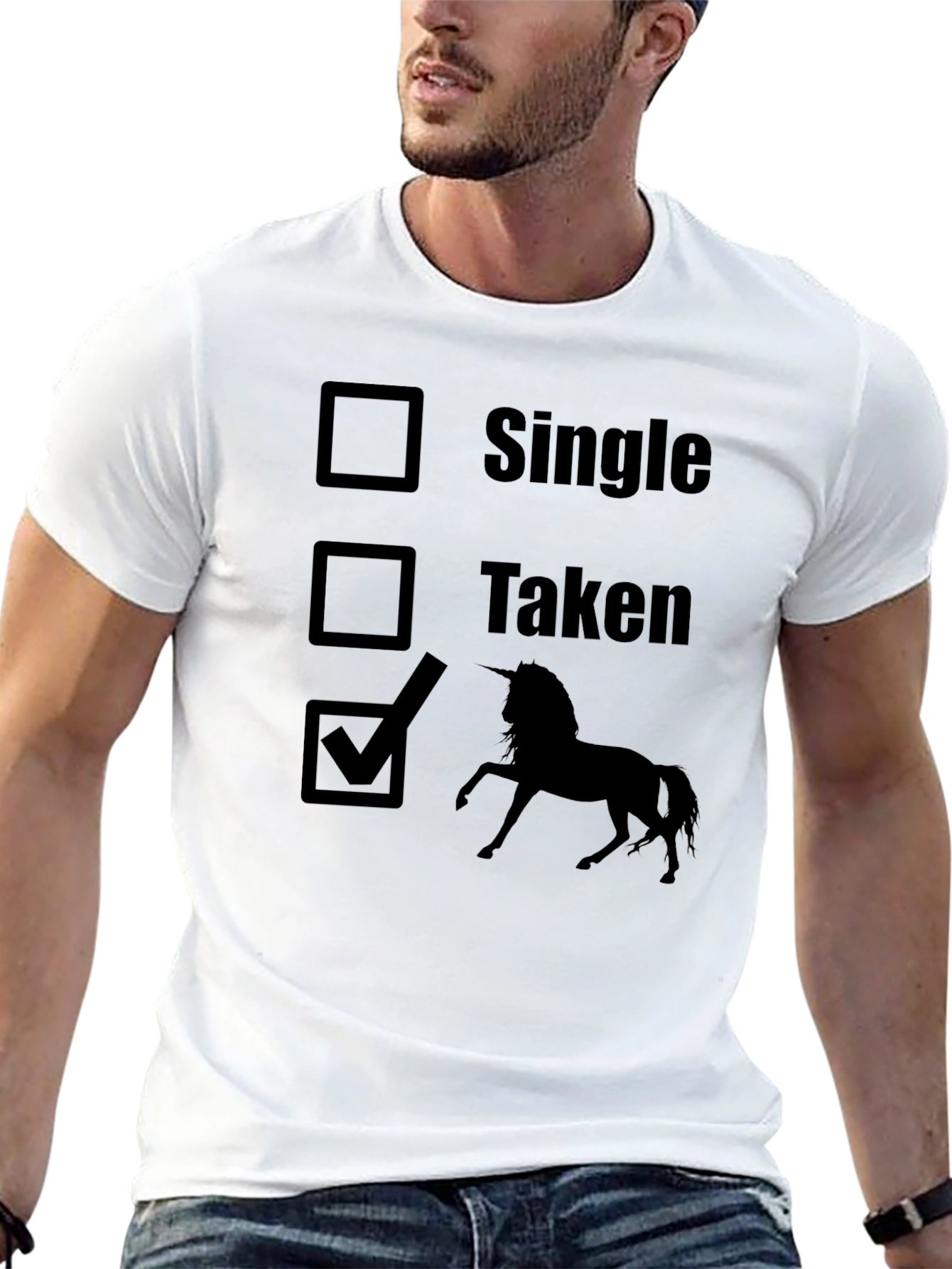 Black Single Taken Unicorn T-Shirt - Humorous Graphic Tee view 13