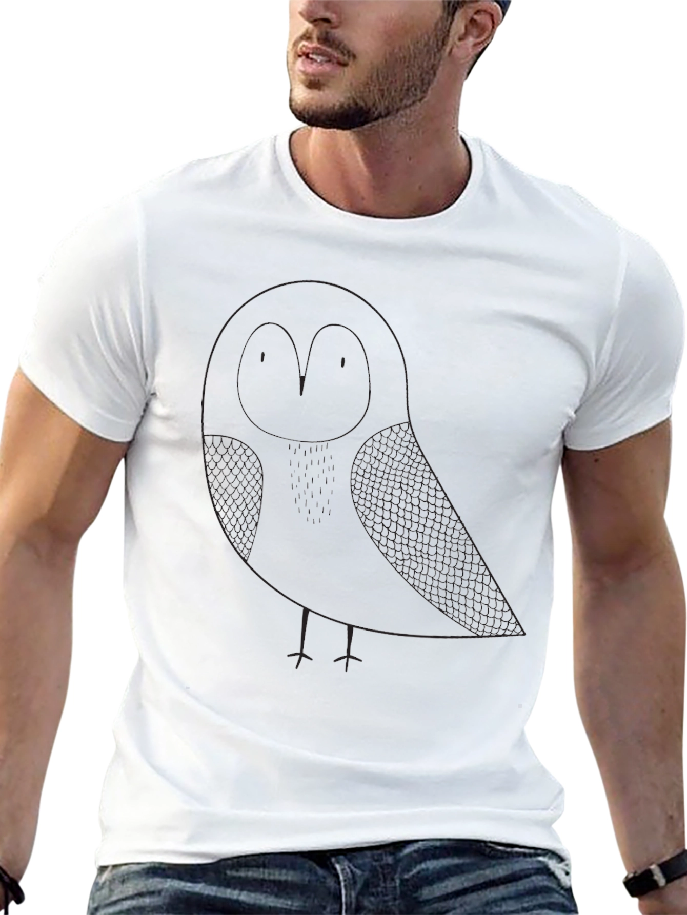 Black Men's Black Owl Graphic T-Shirt - Casual Style view 13
