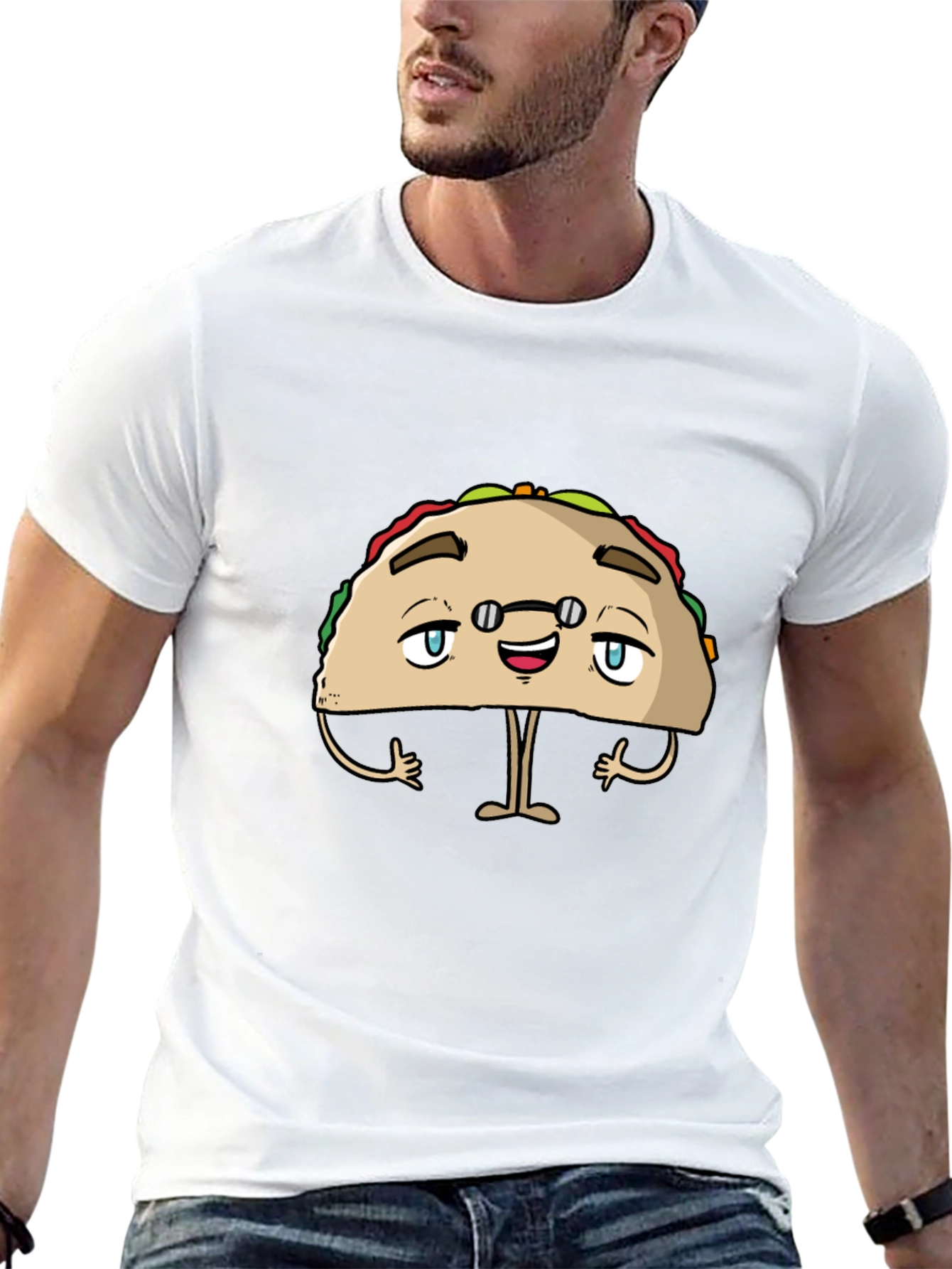 Black Funny Taco Character Black Graphic Tee view 13