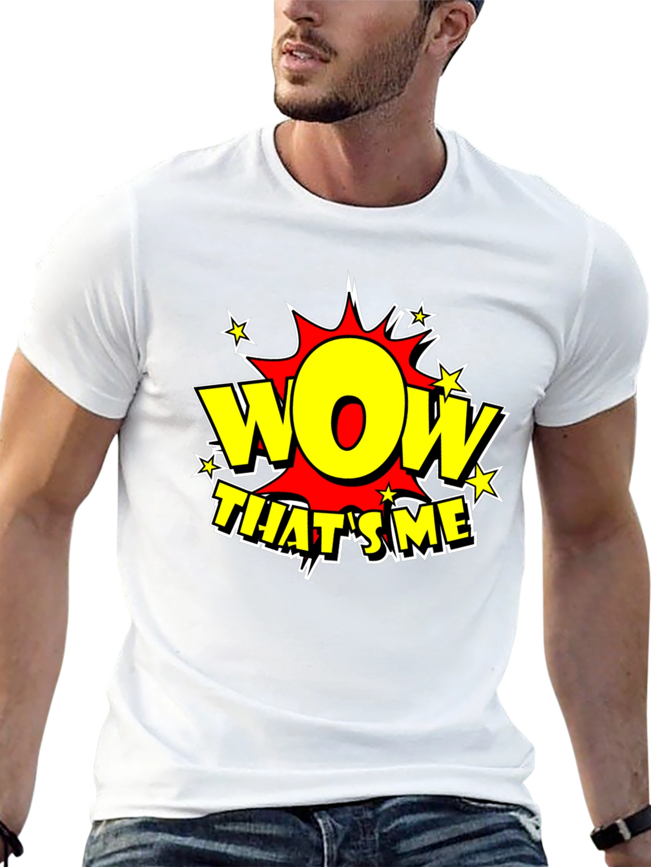 Black Wow That's Me Funny Graphic T-Shirt view 13