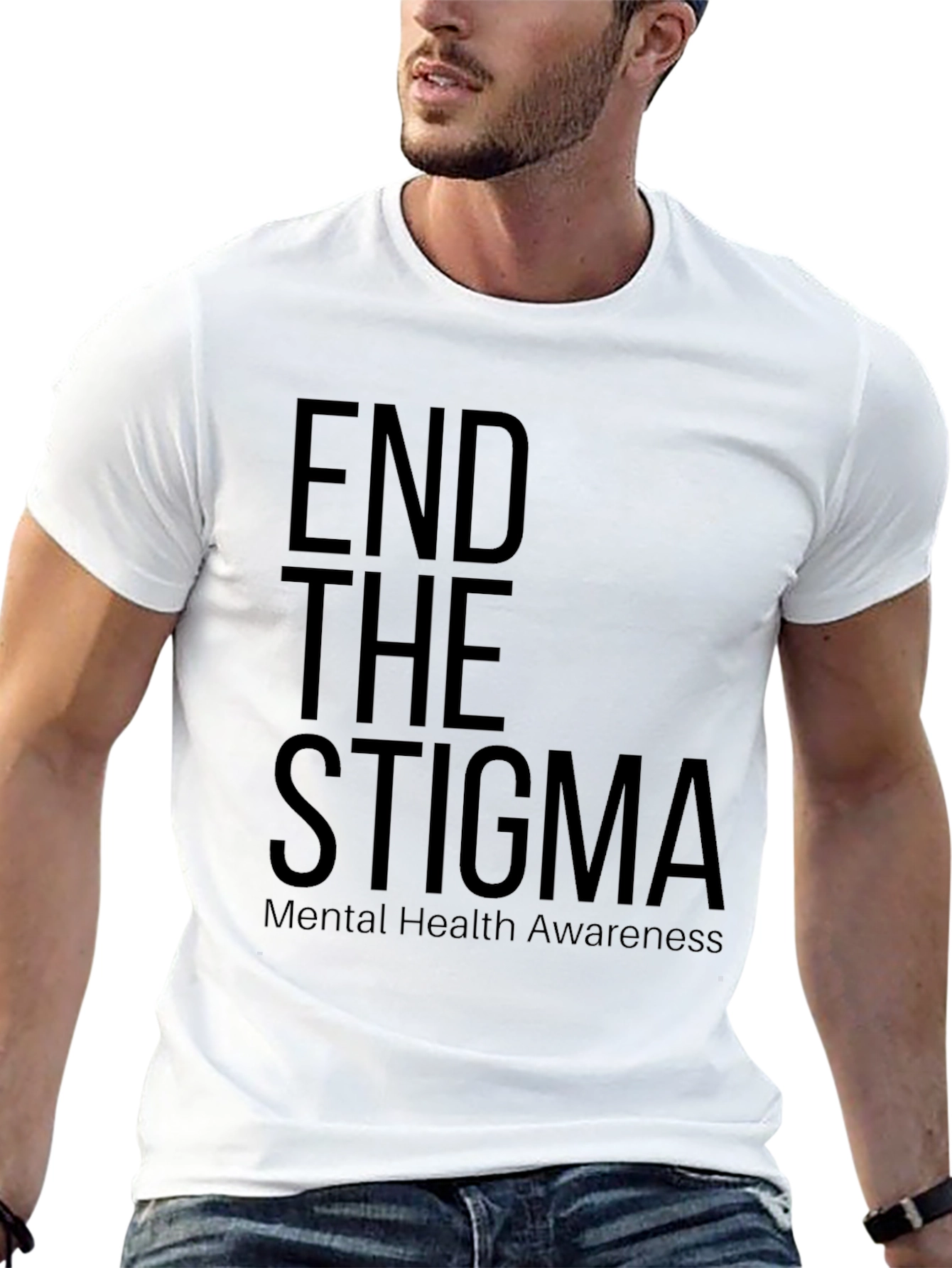 Black End the Stigma Mental Health Awareness T-Shirt view 13