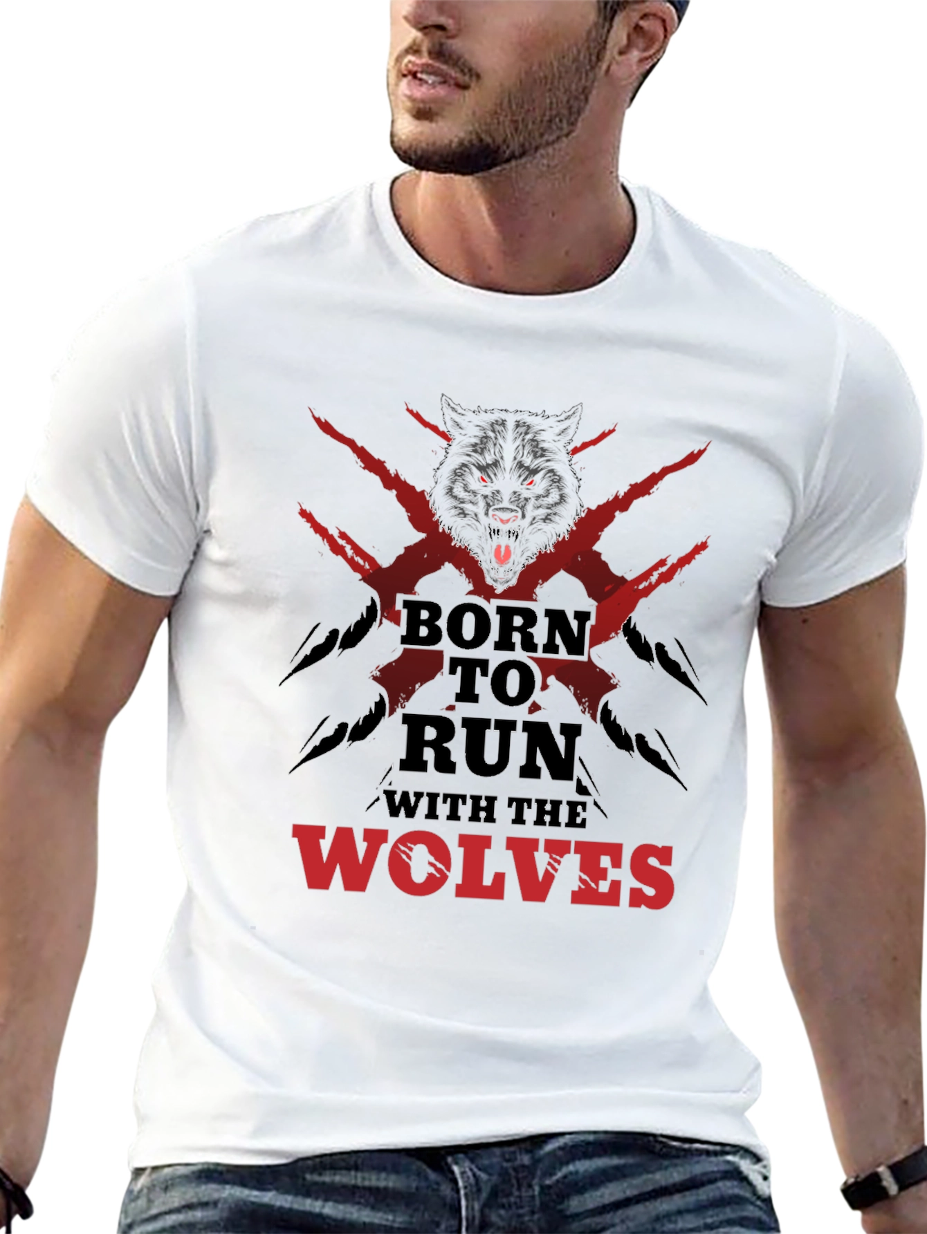 Black Born to Run with the Wolves Graphic Tee - Black view 13