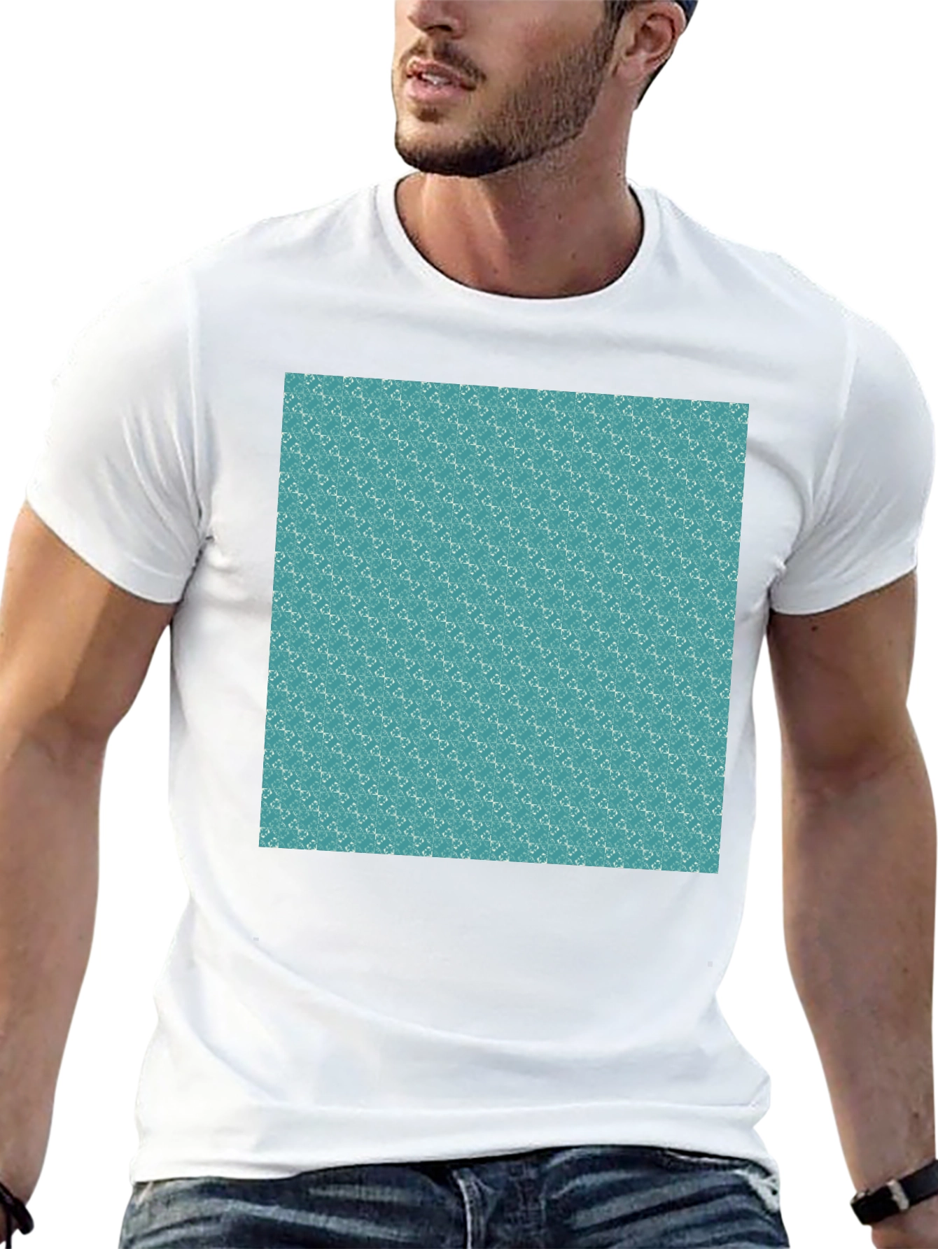 Black Patterned Teal T-Shirt view 13