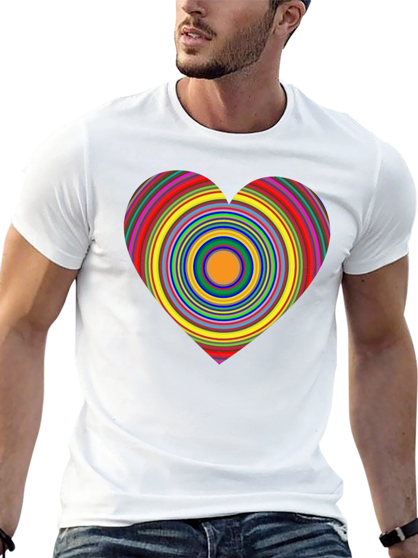 Black Rainbow Heart Graphic Black Tee view 13