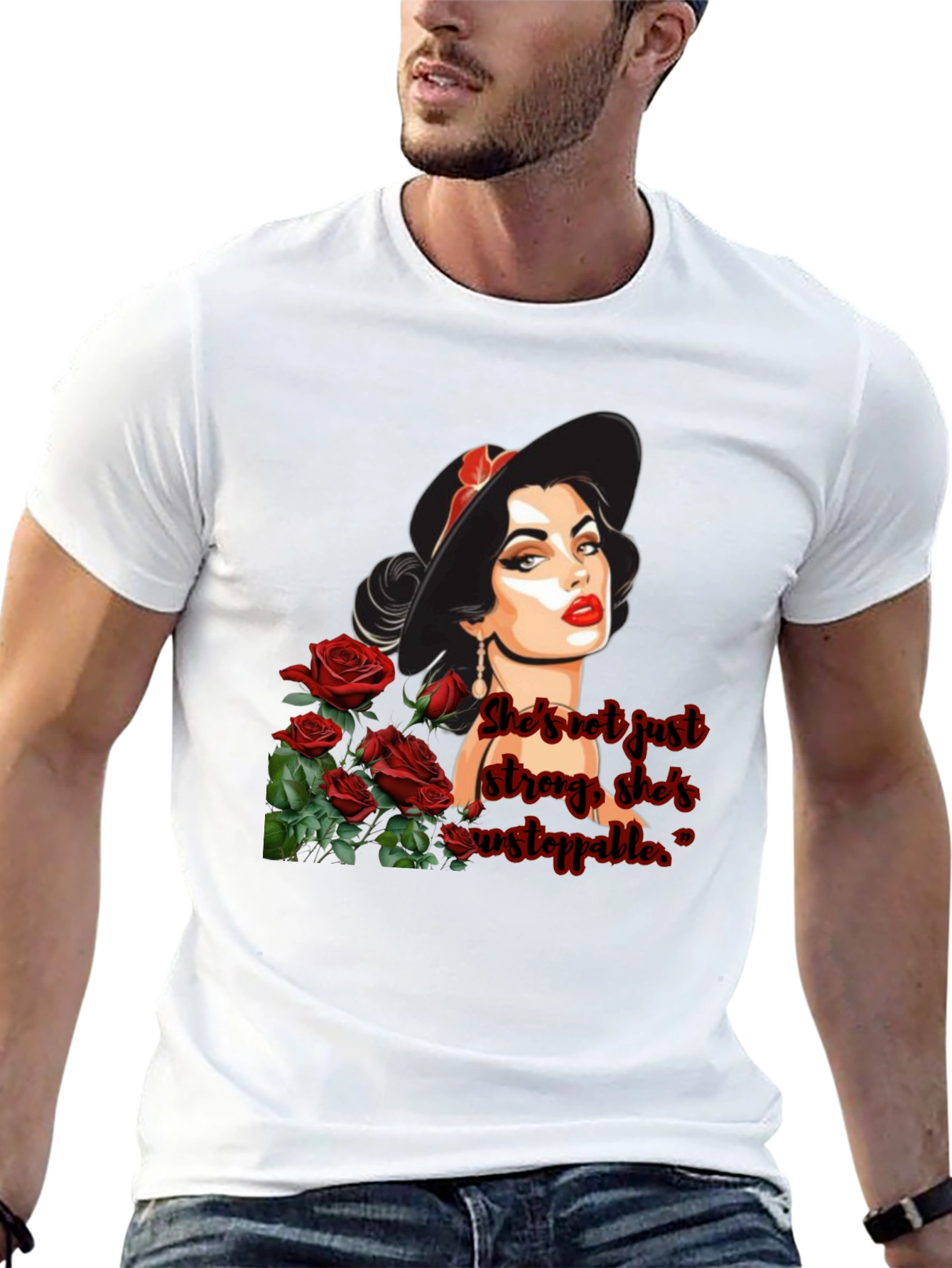 Black Woman & Roses Graphic Tee view 13