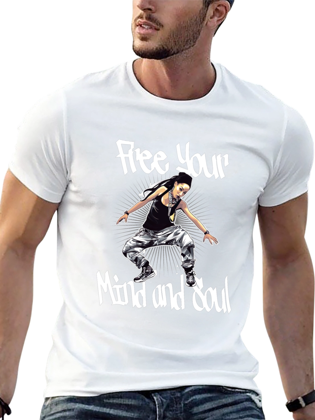 Black Free Your Mind & Soul Black Graphic Tee view 13