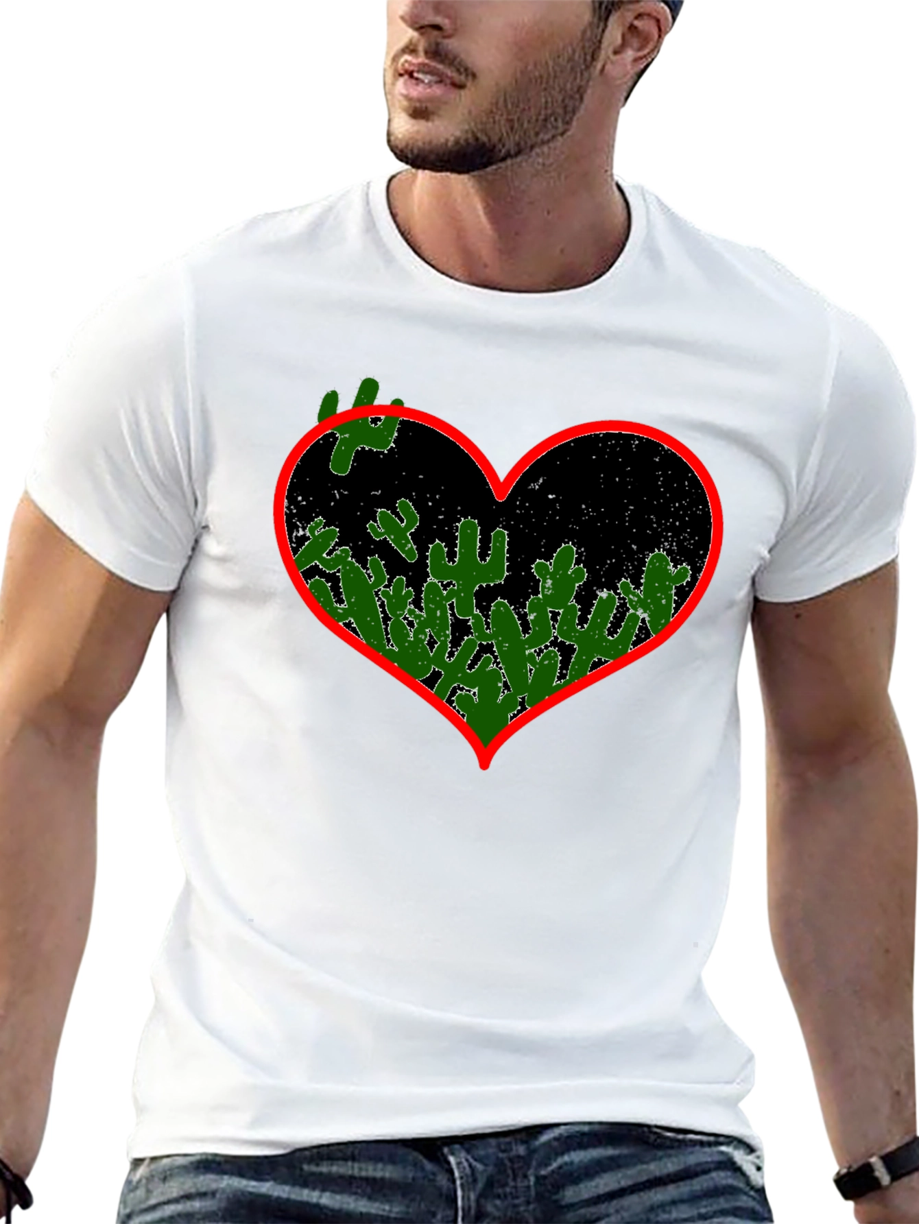 Black Cactus Heart Graphic Tee - Black view 13
