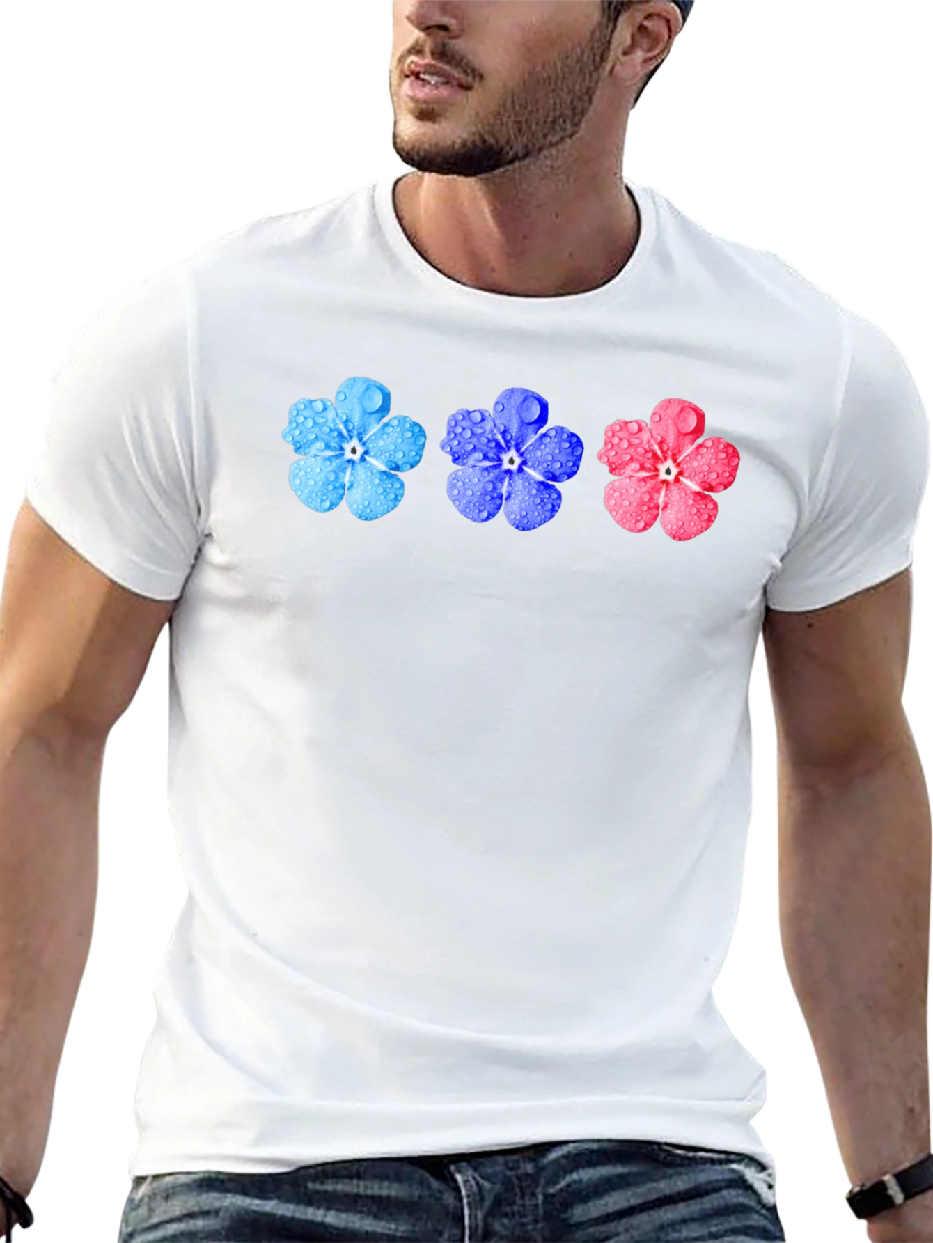 Black Floral T-Shirt - Forget-Me-Not Design view 13