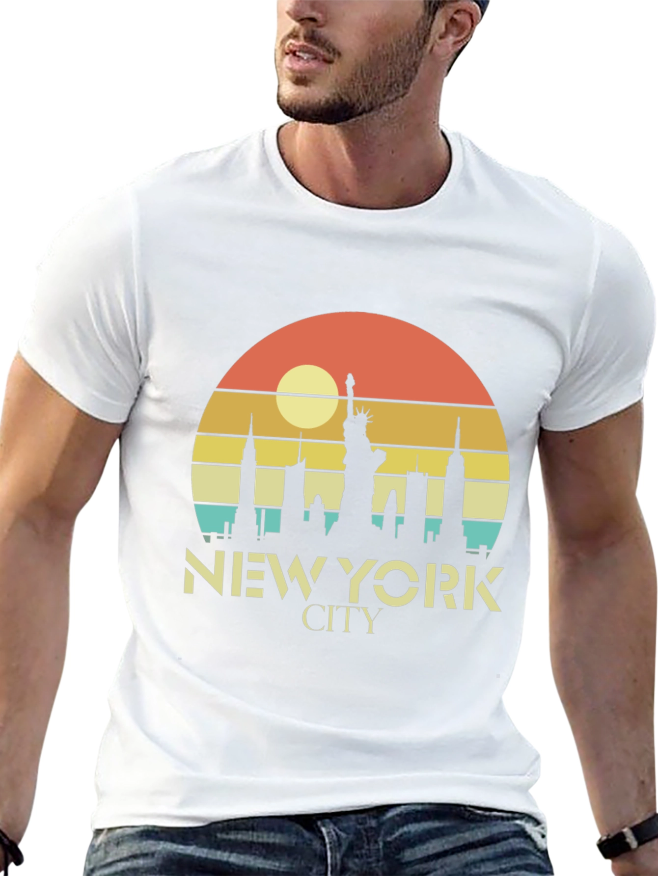 Black New York City Retro Style T-Shirt view 13