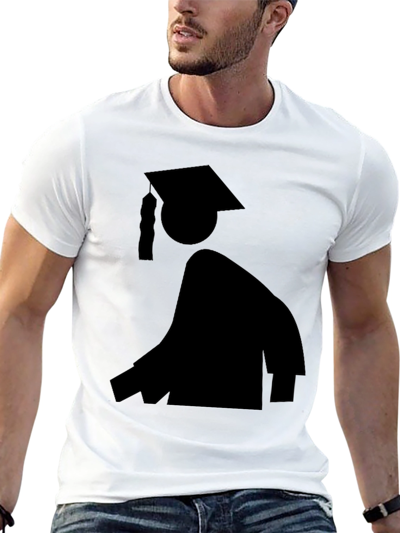 Black Graduation Silhouette Black T-Shirt view 13