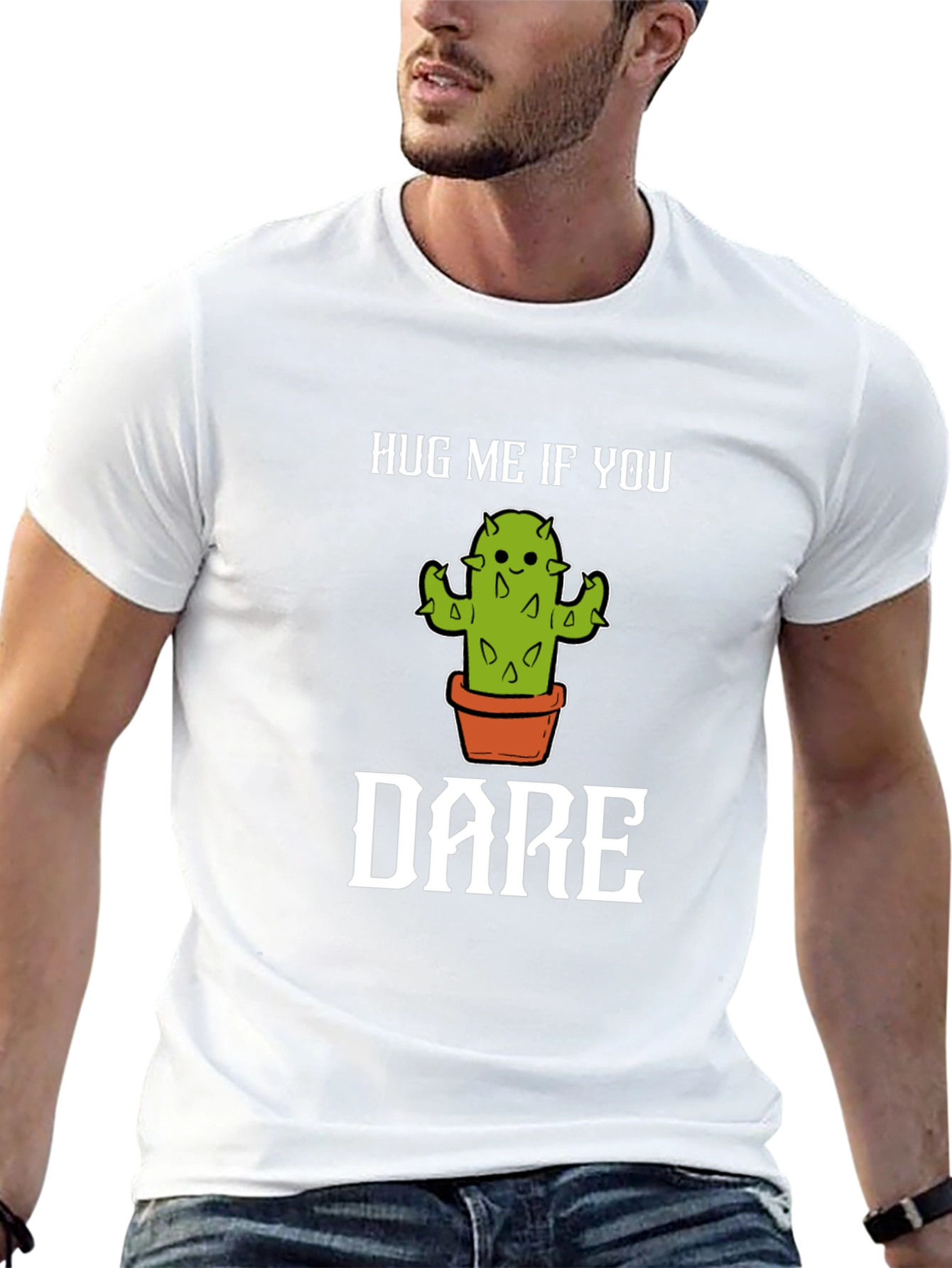 Black Hug Me If You Dare Cactus Graphic Tee view 13