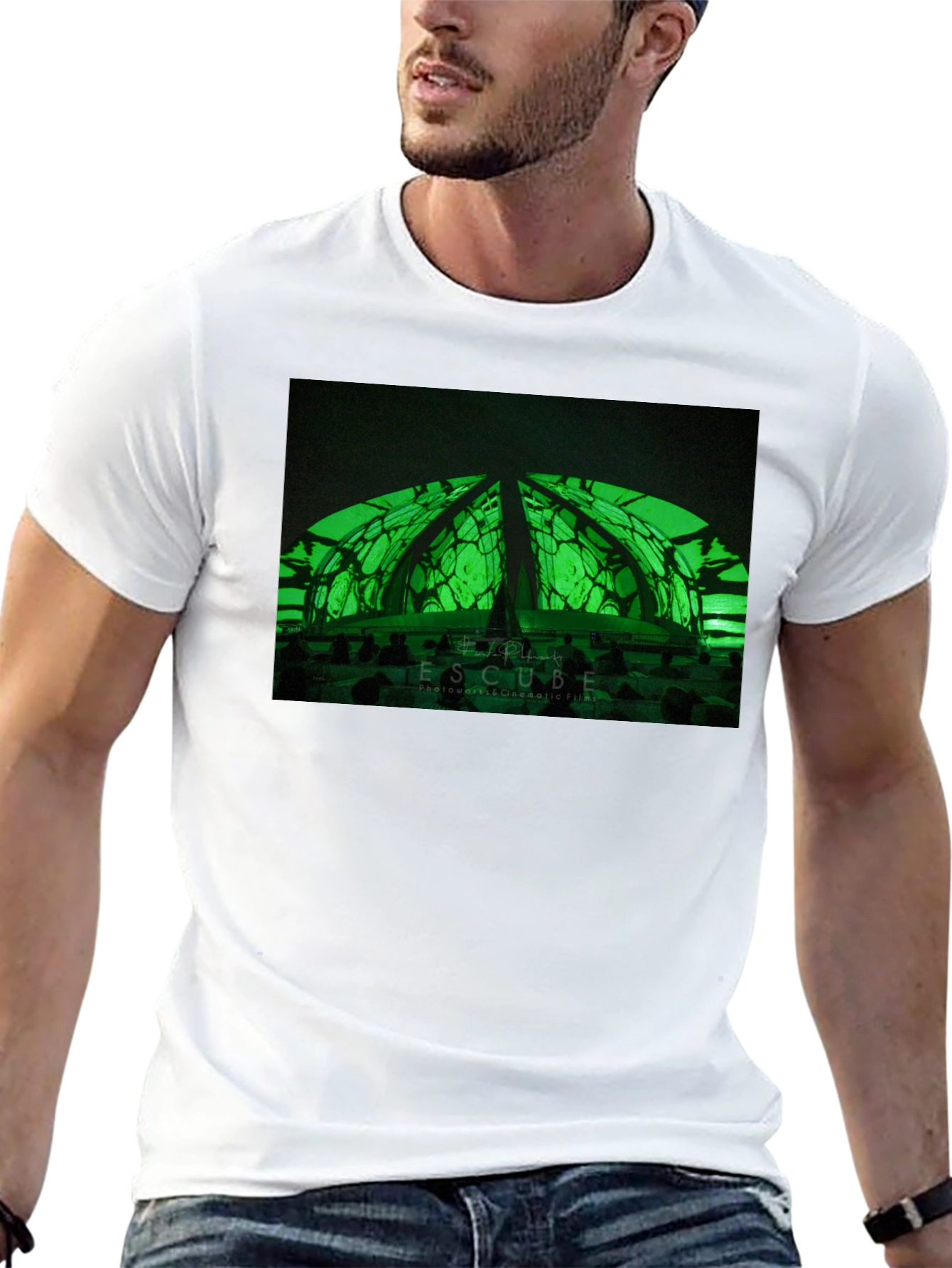 Black Futuristic Green Dome T-Shirt - Stylish & Unique Design view 13