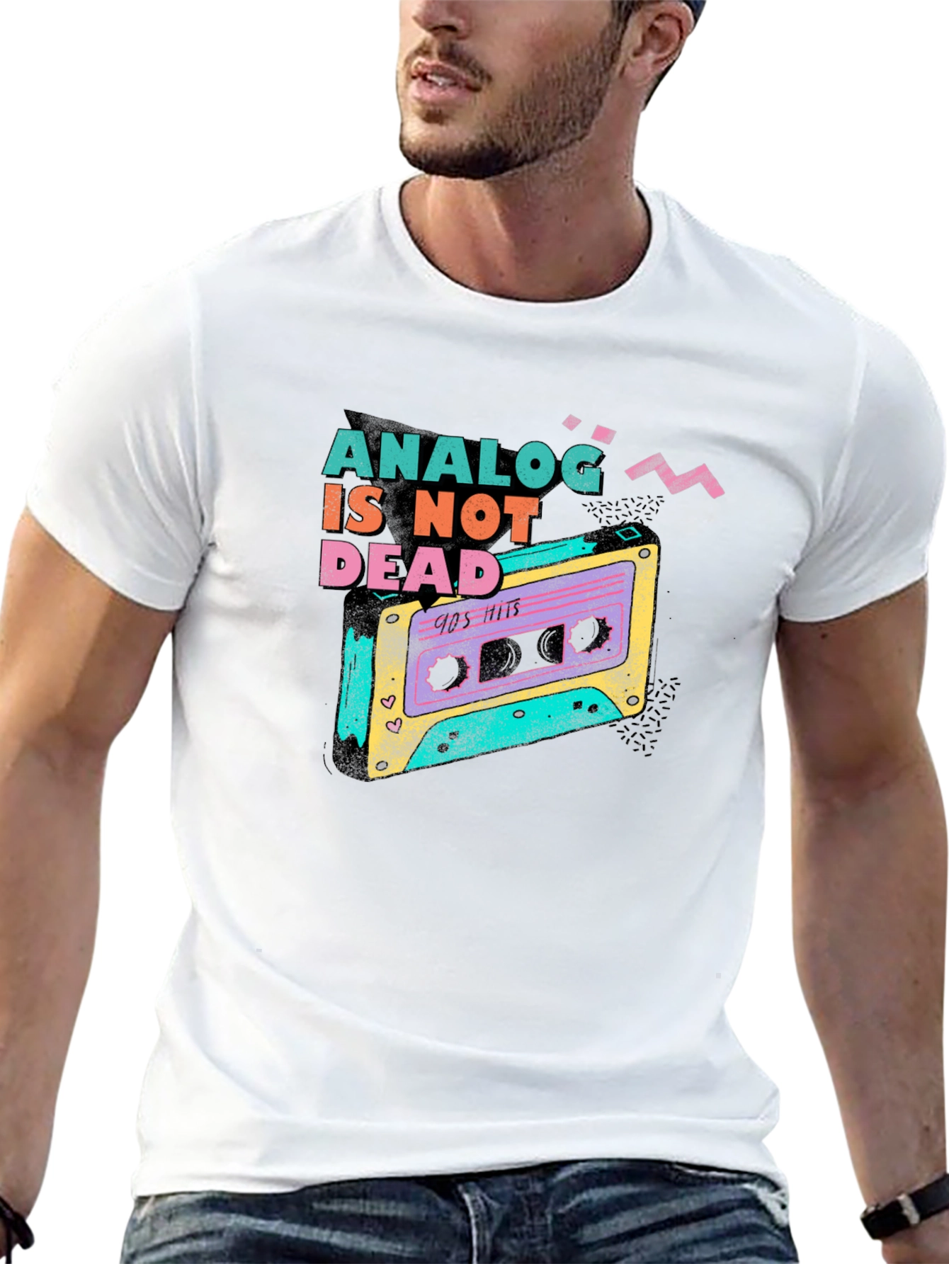 Black Analog is Not Dead T-Shirt: Retro 90s Cassette Tape Design view 13