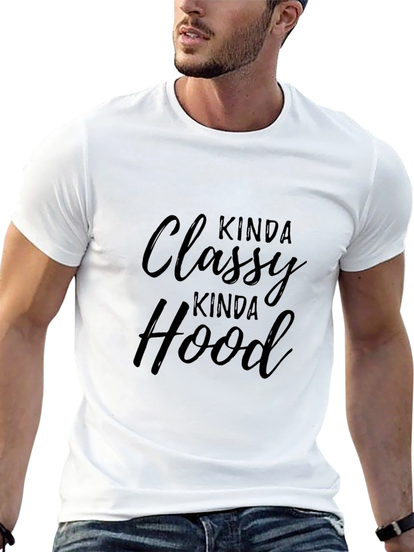 Black Kinda Classy Kinda Hood Graphic Tee view 13