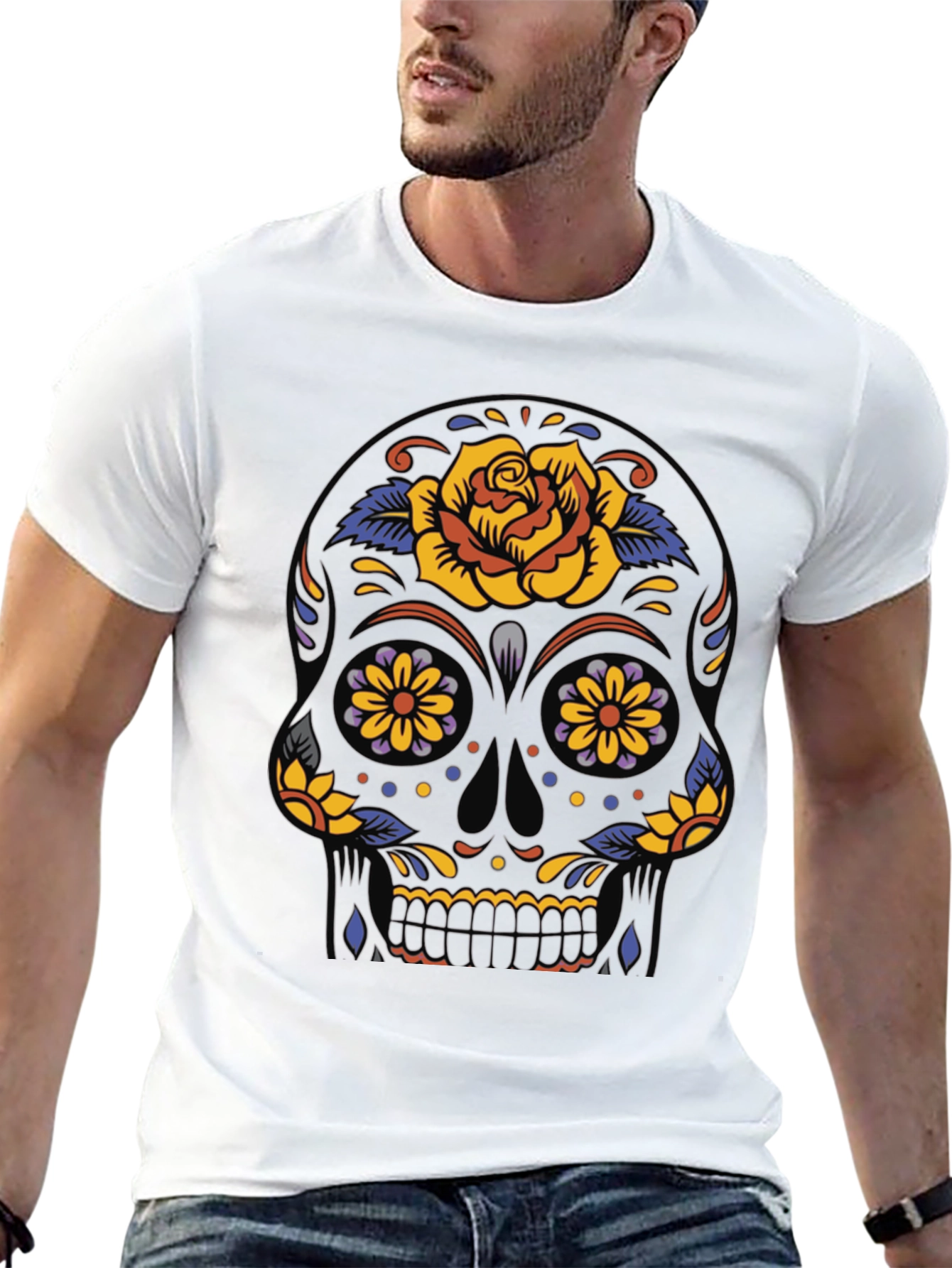 Black Sugar Skull T-Shirt - Day of the Dead view 13