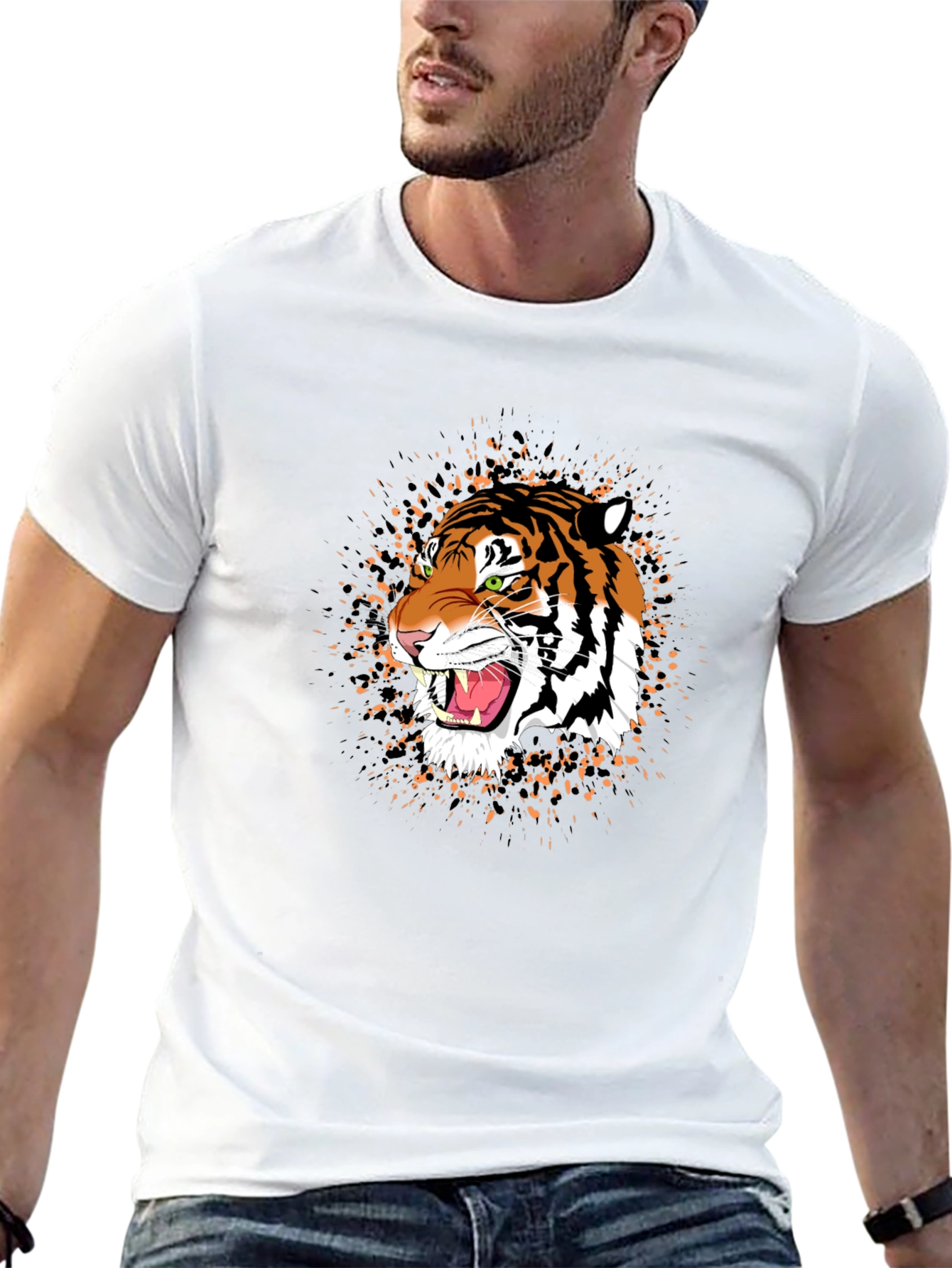 Black Tiger Graphic Black T-Shirt - Bold Animal Print Tee view 13