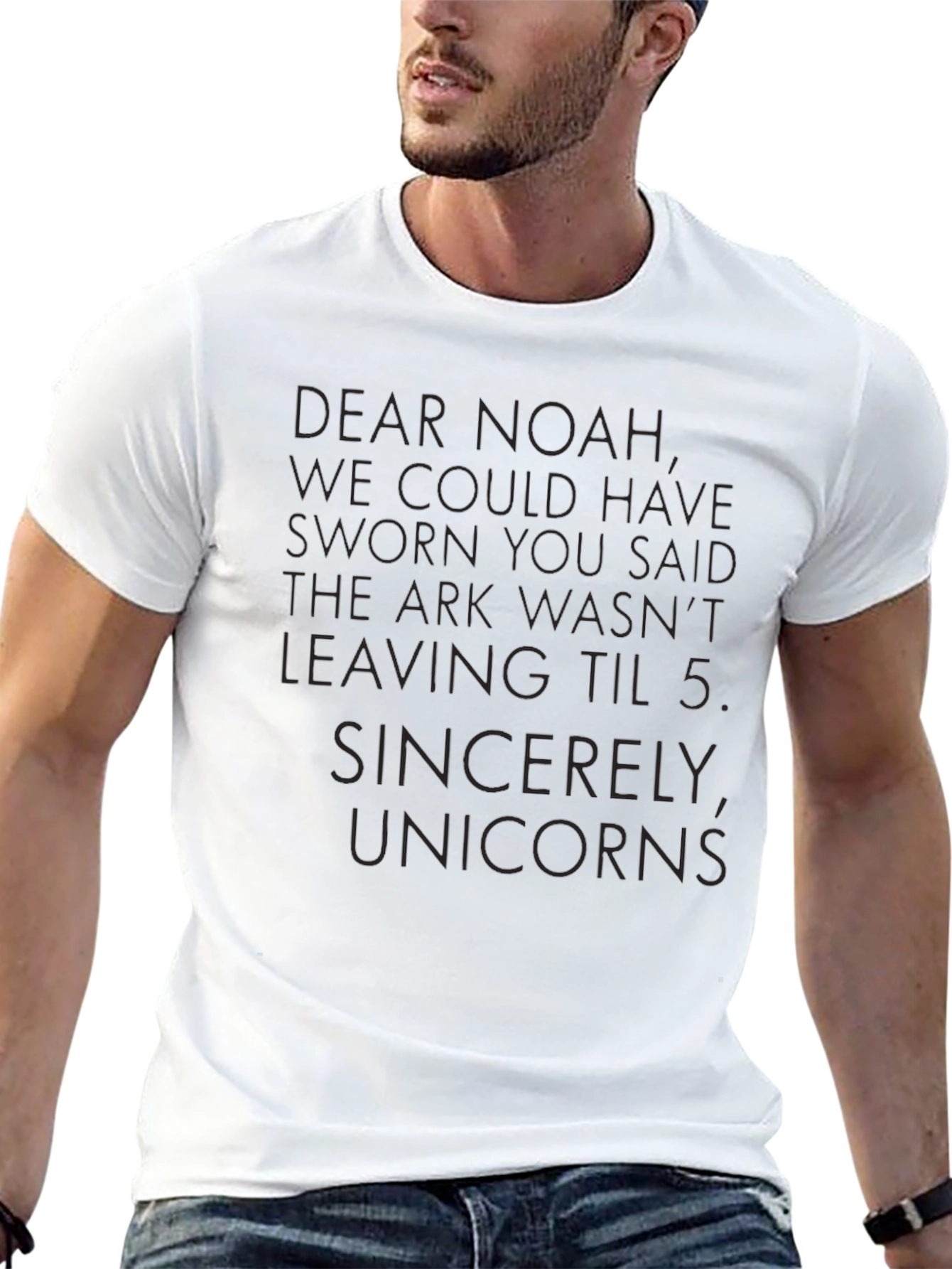 Black Dear Noah Unisex T-Shirt - Unicorns view 13