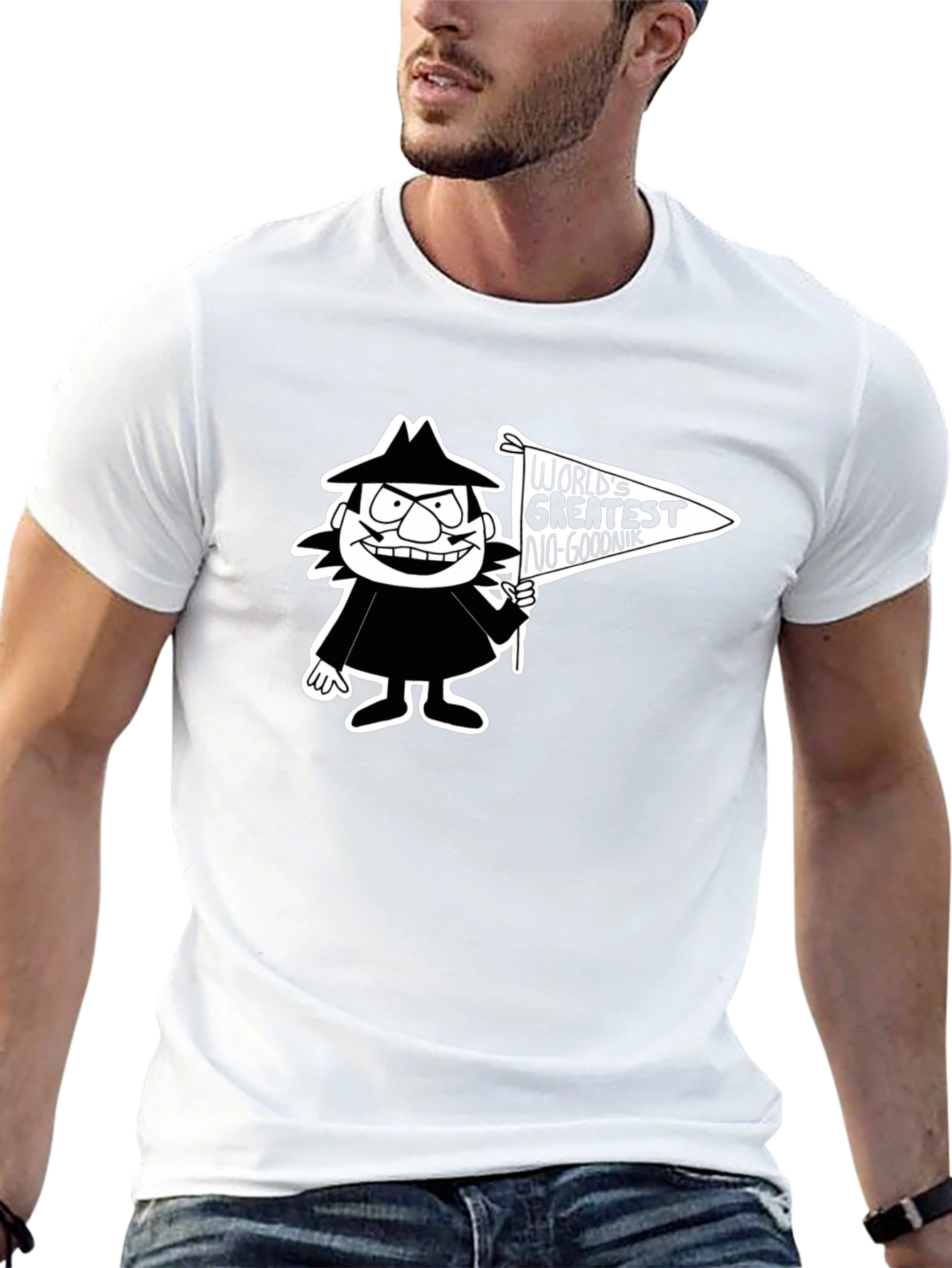 Black World's Greatest No-Goodnik T-Shirt view 13