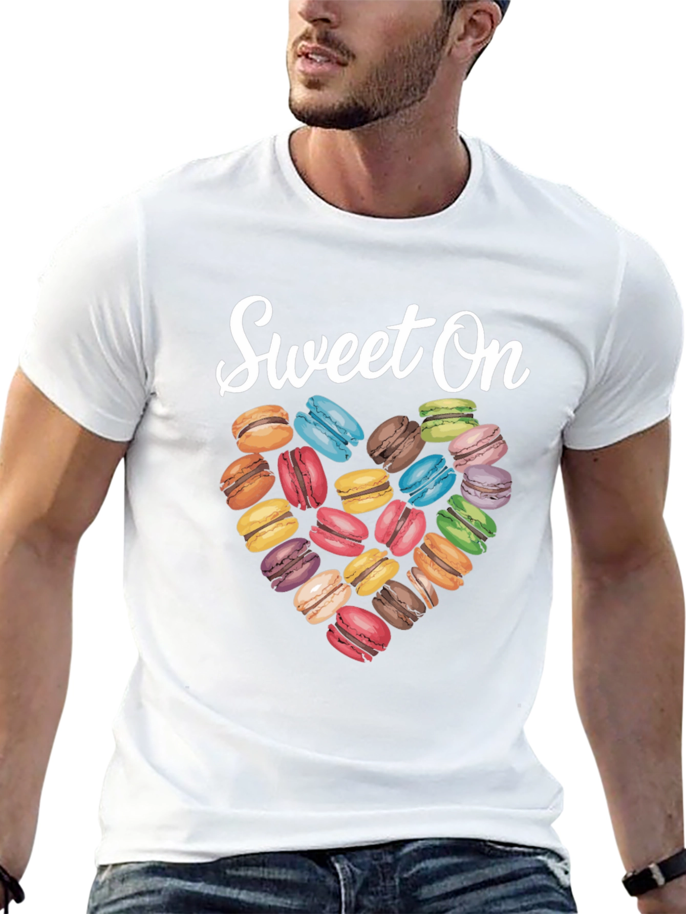Black Sweet On Macarons T-Shirt, Heart Design view 13