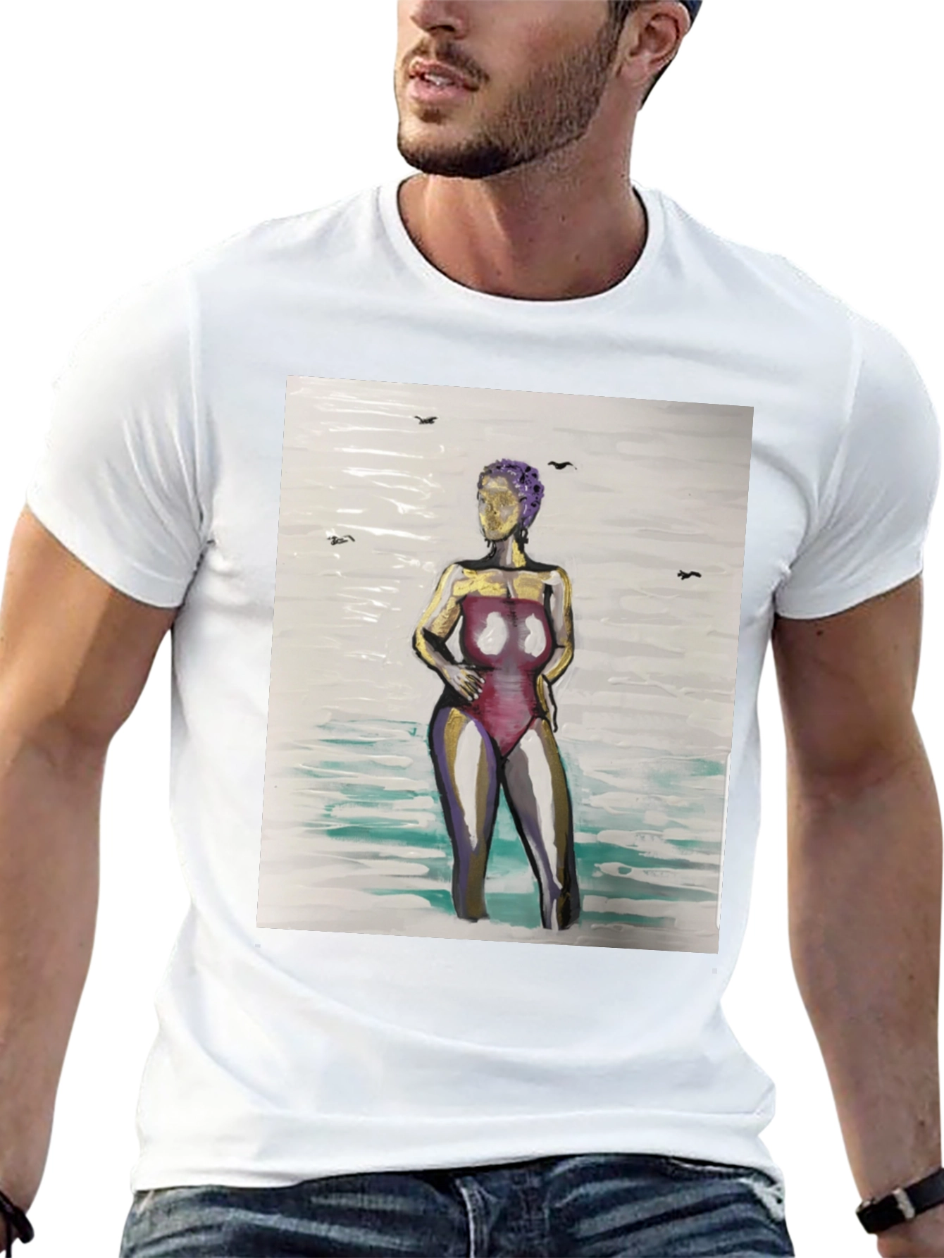 Black Unique Woman in Water Graphic Tee - Black view 13