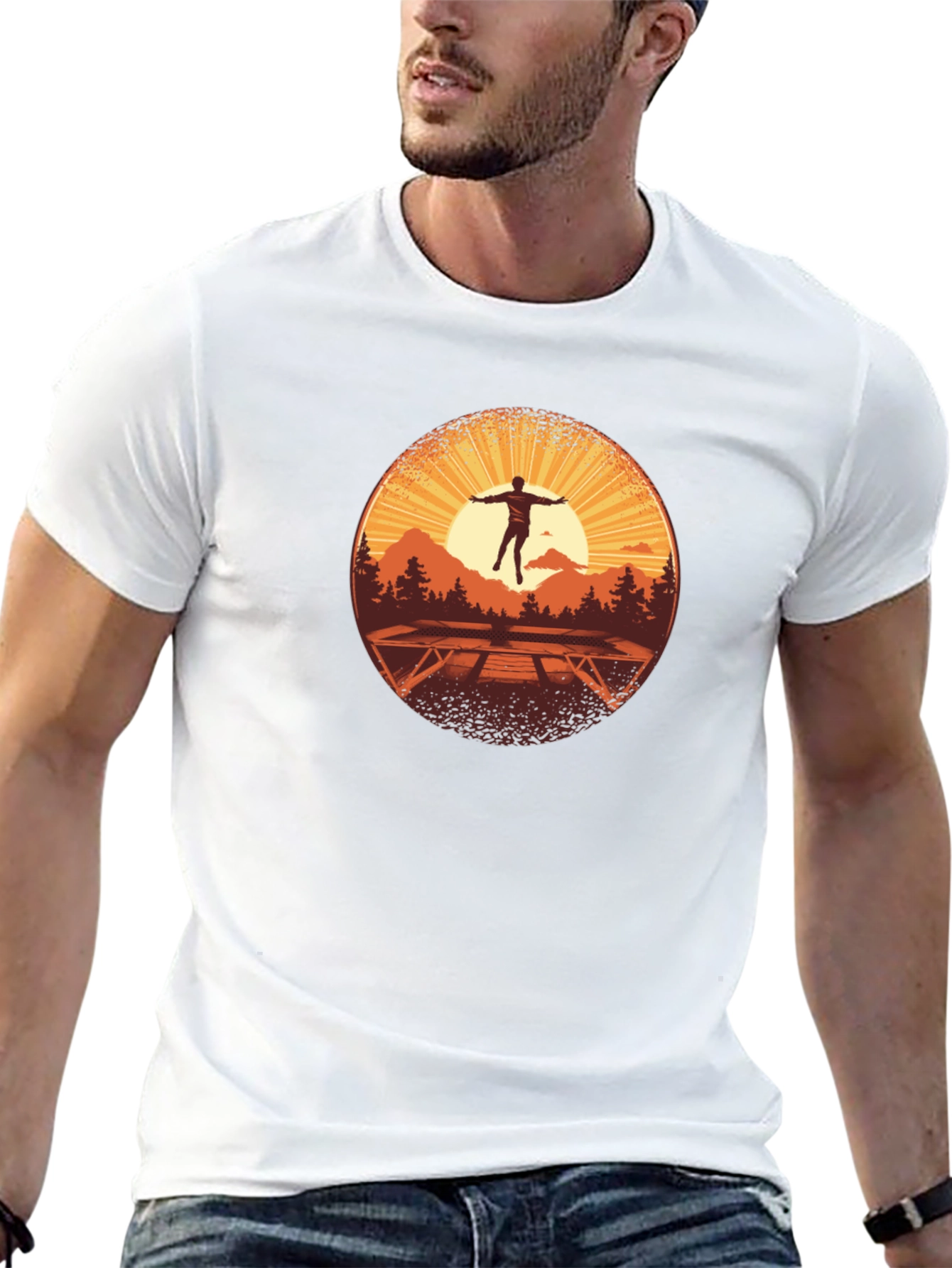 Black Sunrise Trampoline T-Shirt - Nature Scene view 13