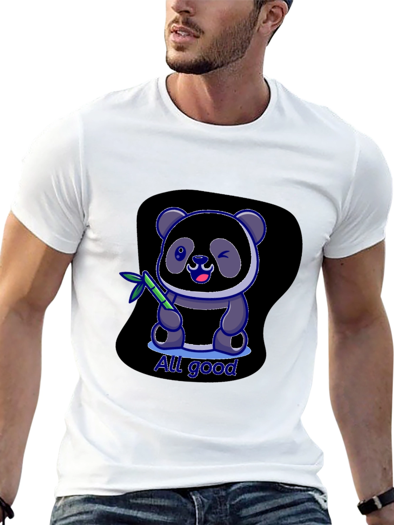 Black All Good Panda T-Shirt - Soft Cotton Blend view 13