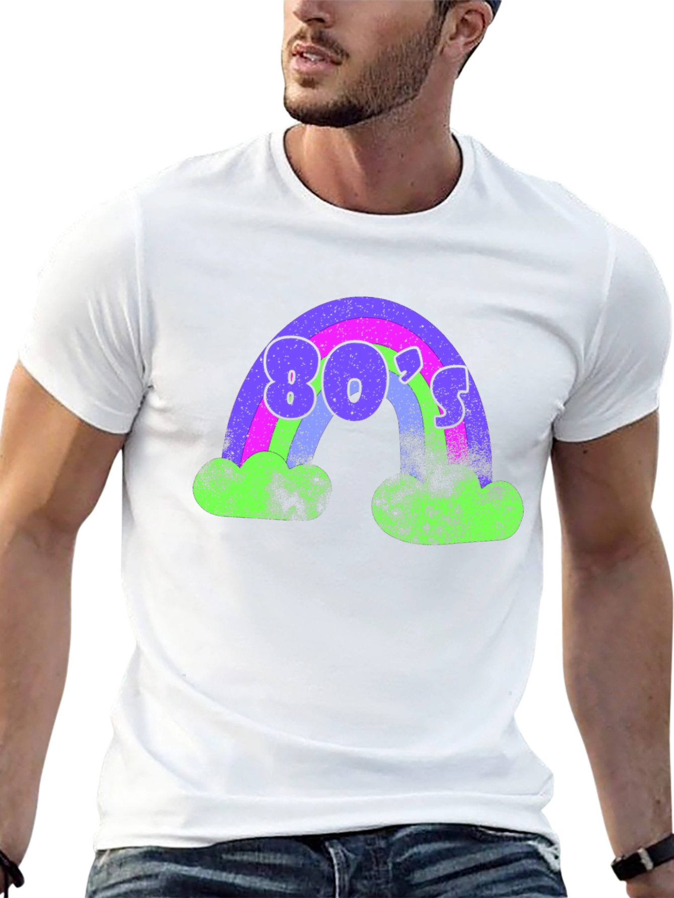 Black Retro 80's Rainbow T-Shirt view 13