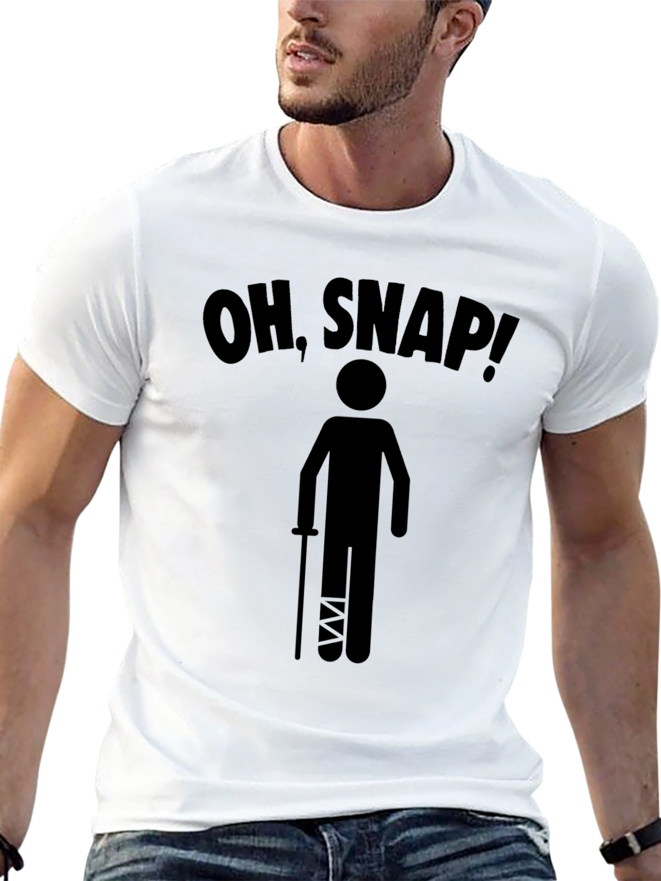 Black Oh, Snap! Broken Leg Humor T-Shirt view 13