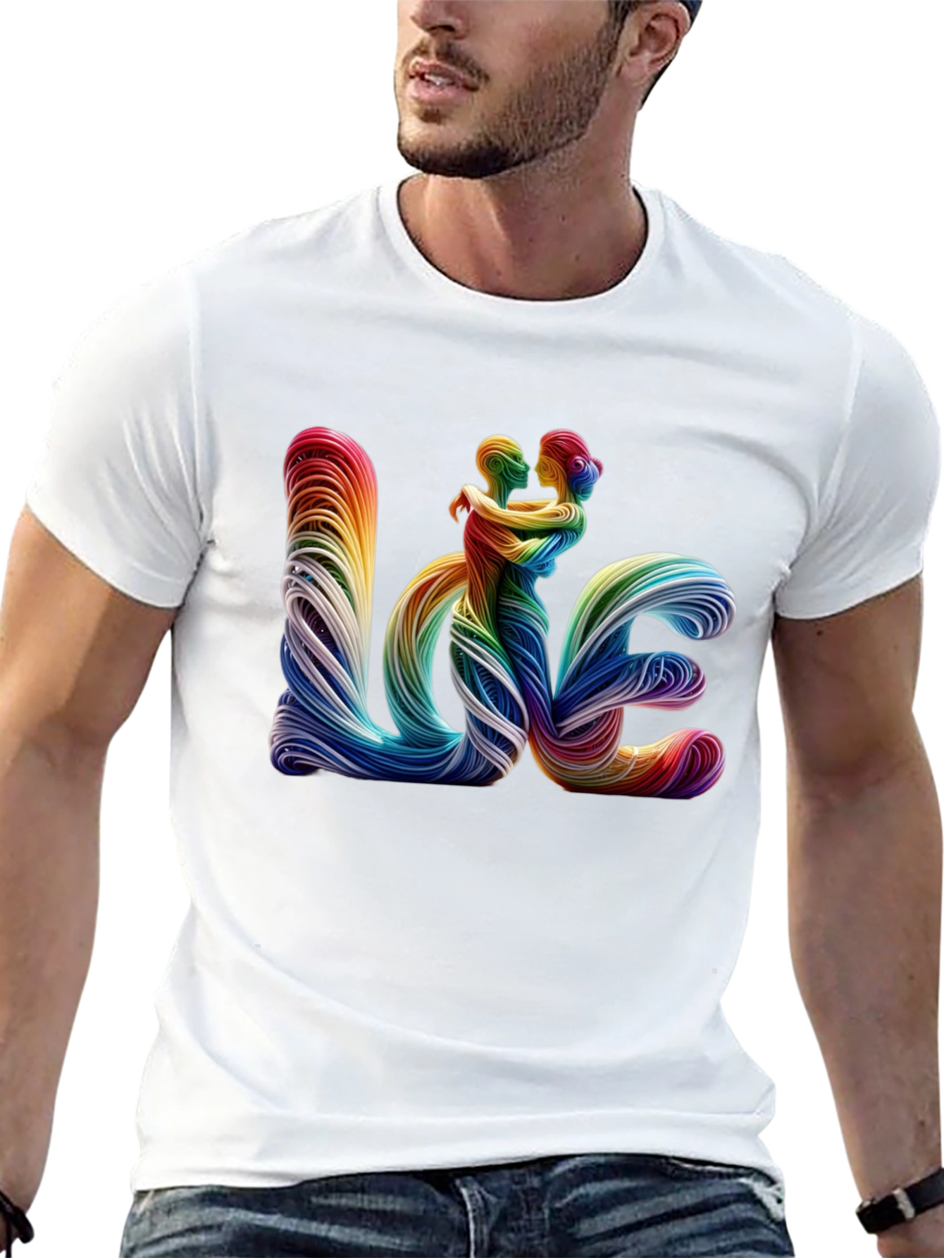 Black Rainbow LOVE Graphic Tee - LGBTQ Pride Shirt view 13