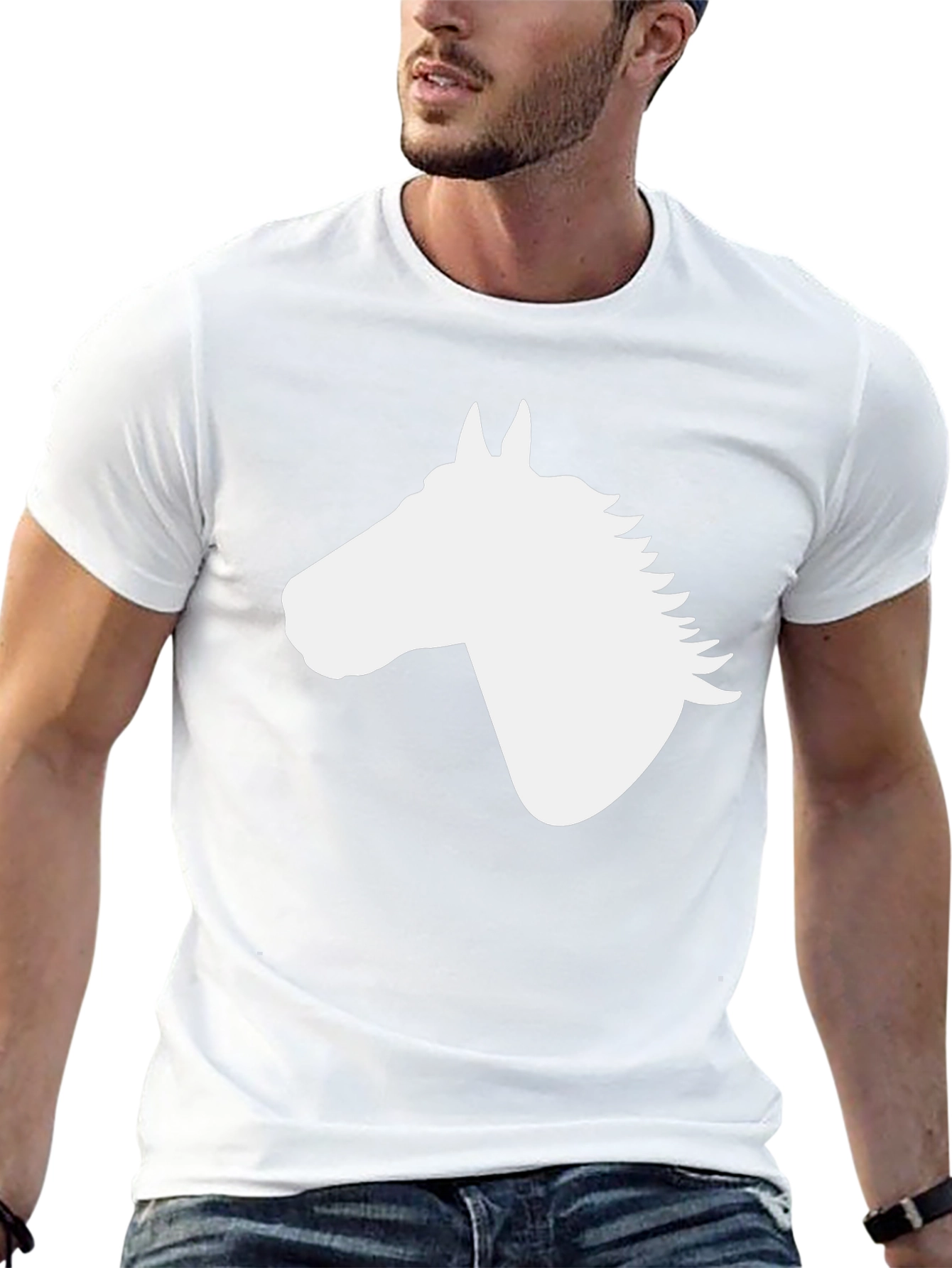 Black Horse Silhouette Graphic Tee - Black Cotton Blend view 13