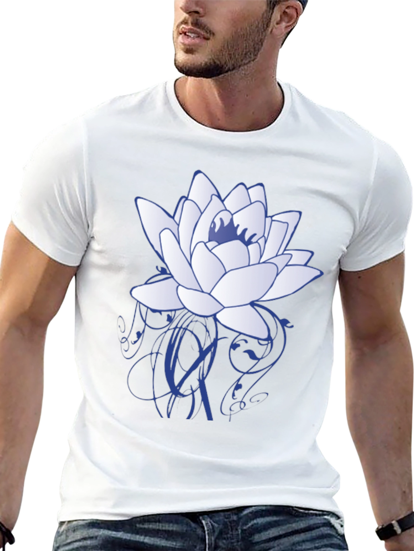 Black Lotus Flower Graphic T-Shirt - Stylish Casual Wear view 13