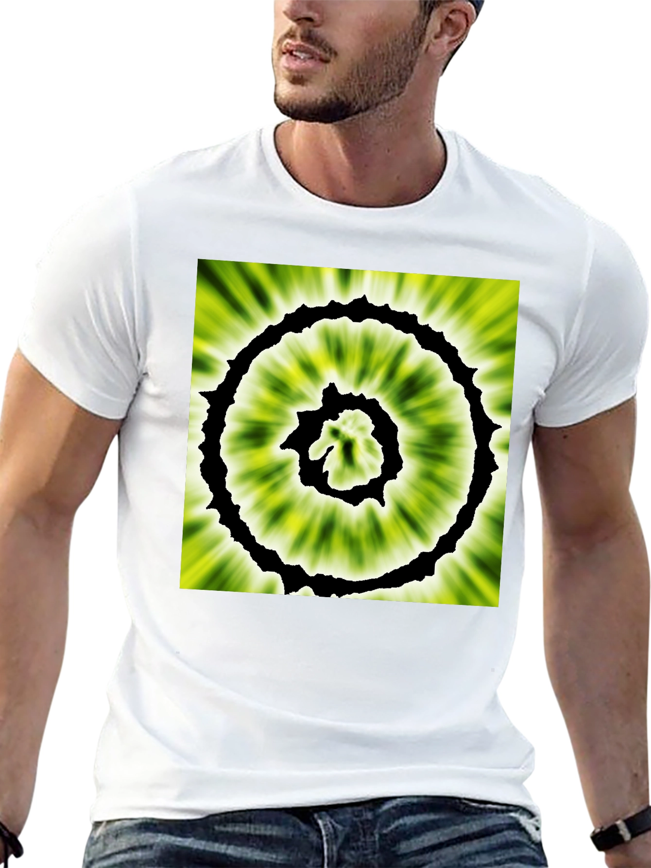 Black Abstract Spiral Graphic Black T-Shirt view 13