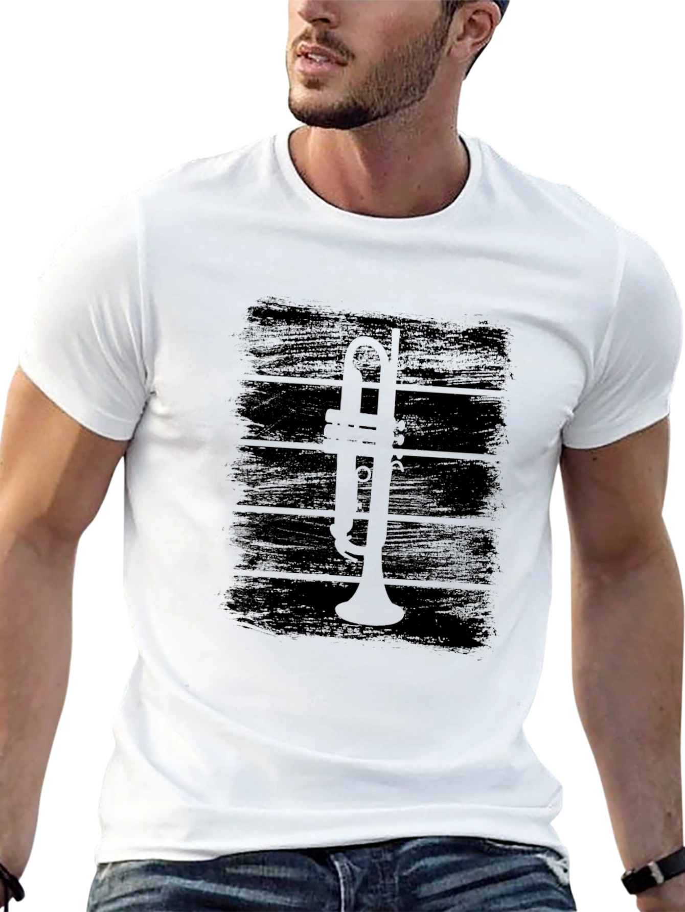 Black Trumpet Graphic Tee - Black Cotton T-Shirt view 13