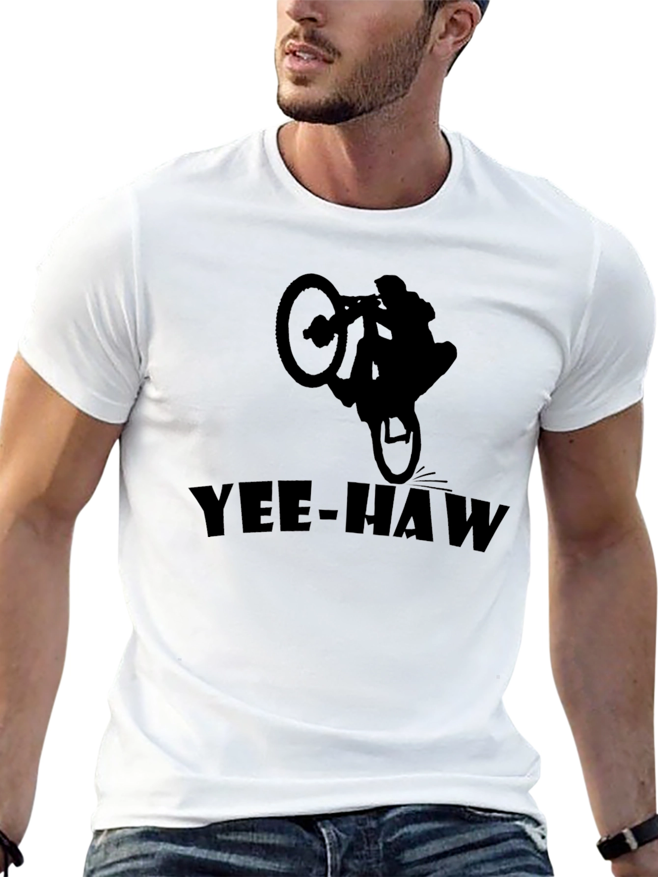 Black Yee-Haw Biker T-Shirt | Black Graphic Tee view 13