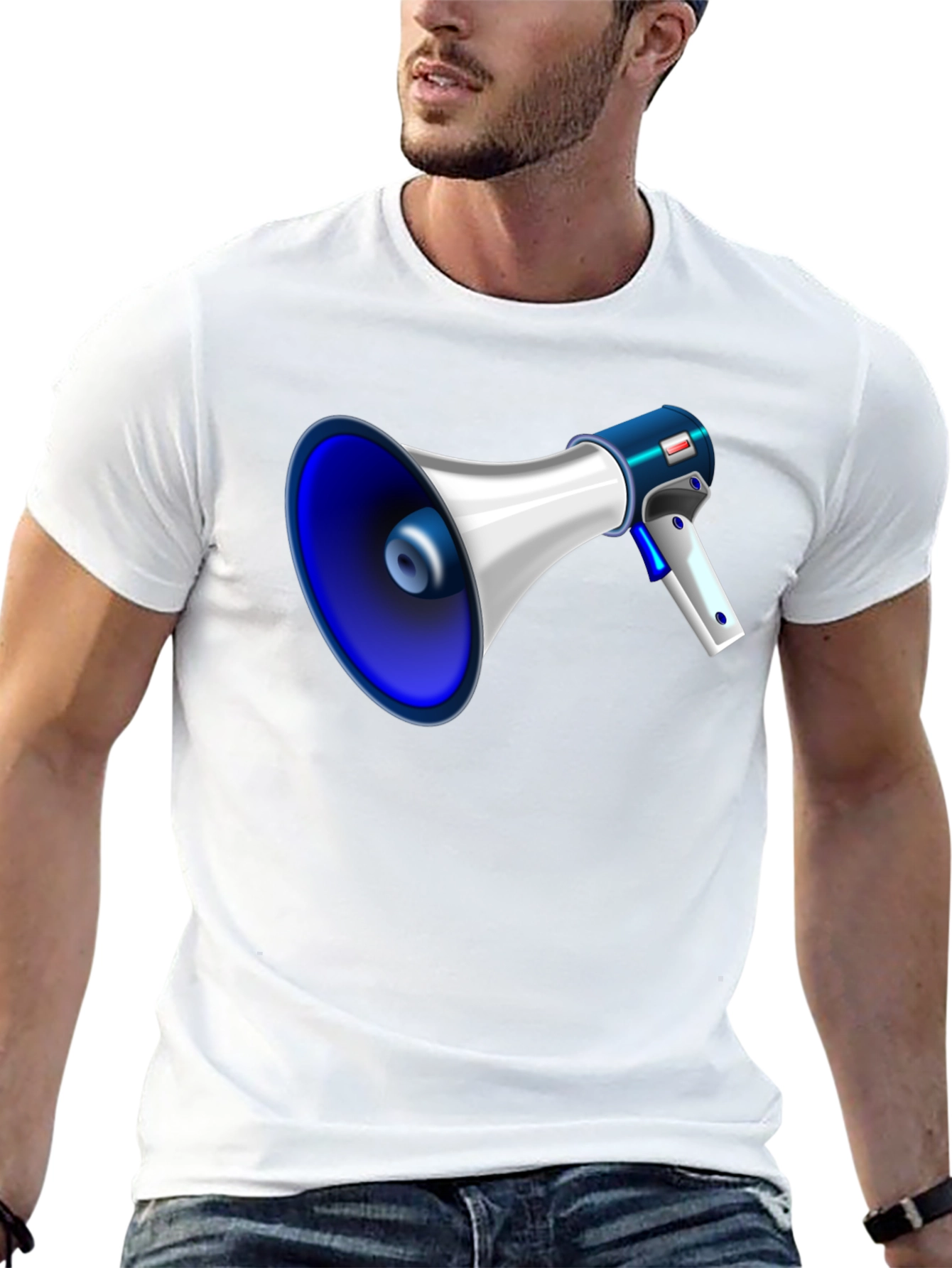 Black Megaphone Graphic Tee - Bold Black T-Shirt view 13